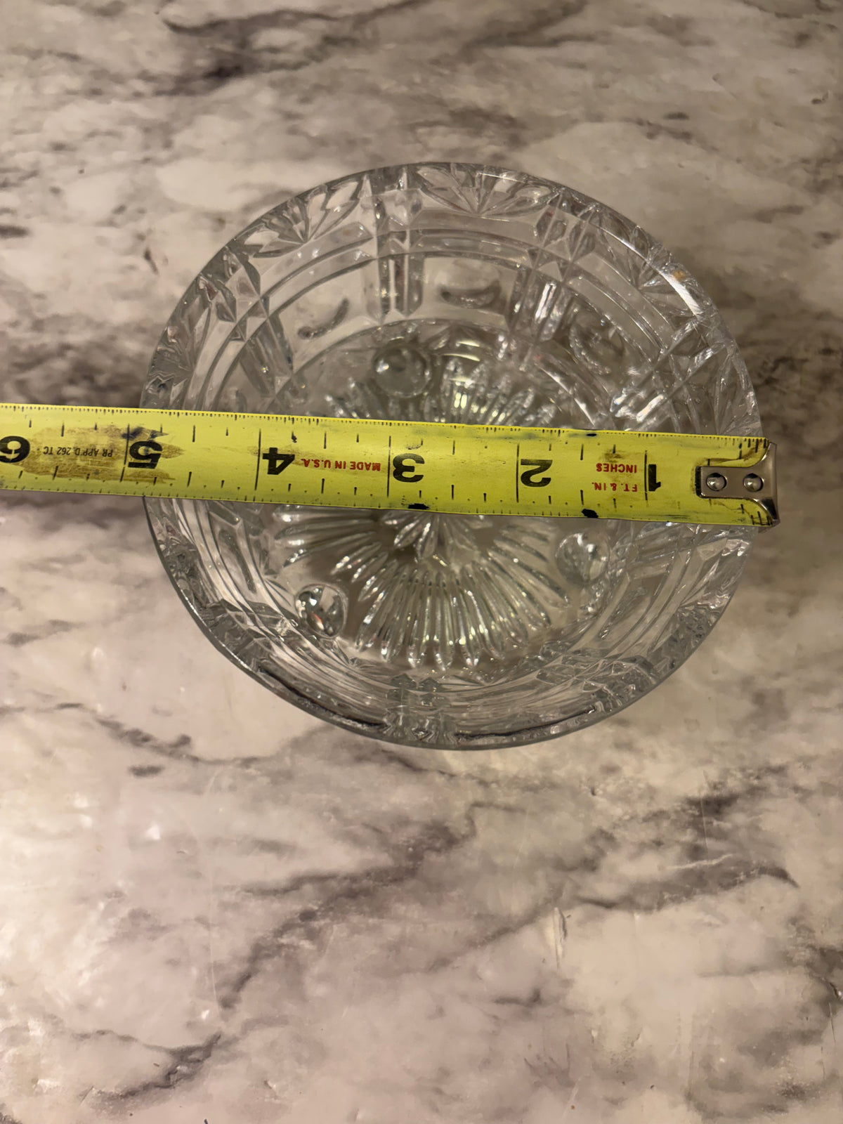 Clear Cut Glass Bowl with 3 feet