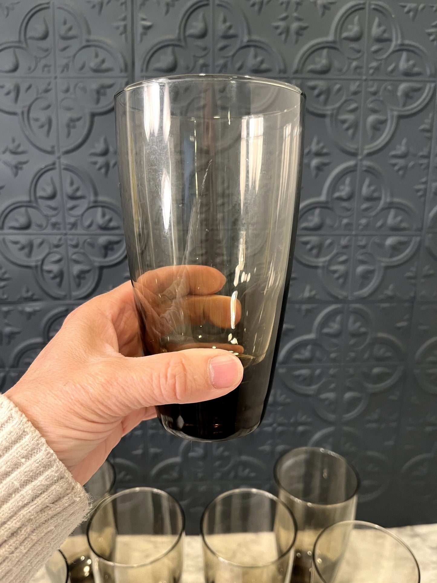 Libbey Smoke Glass Drinking Glasses Set of 8