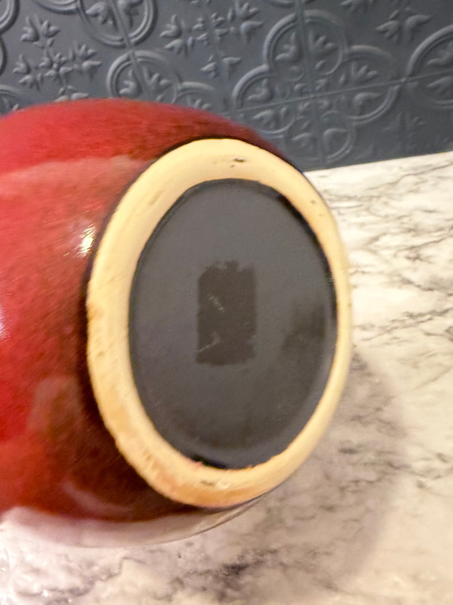Round Red Vase with Small Neck