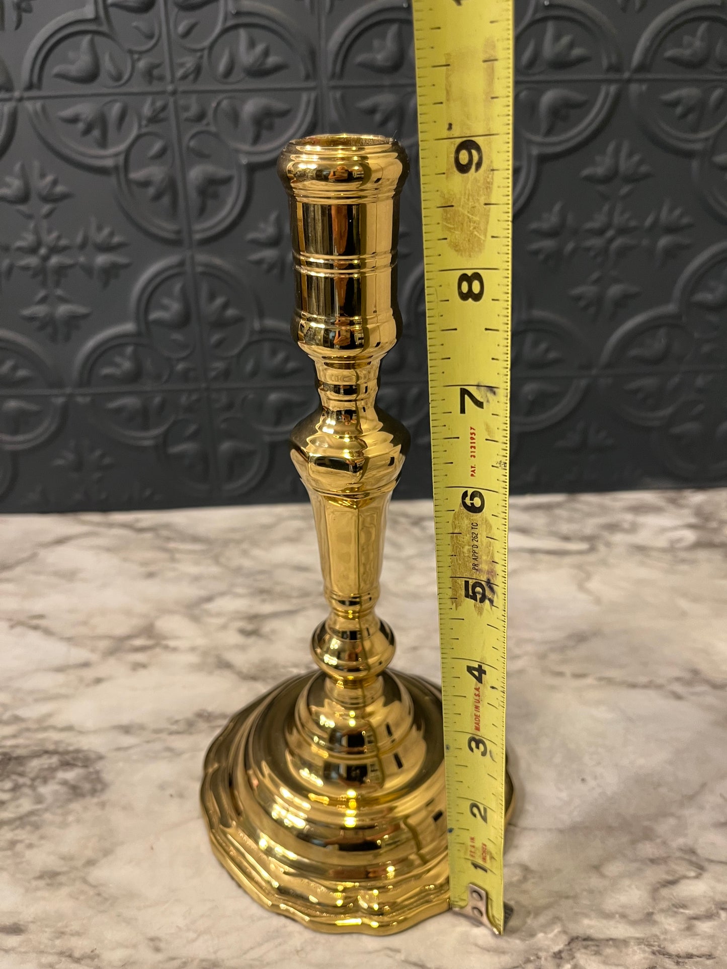 Heavy Brass Candle with Round Base 9"