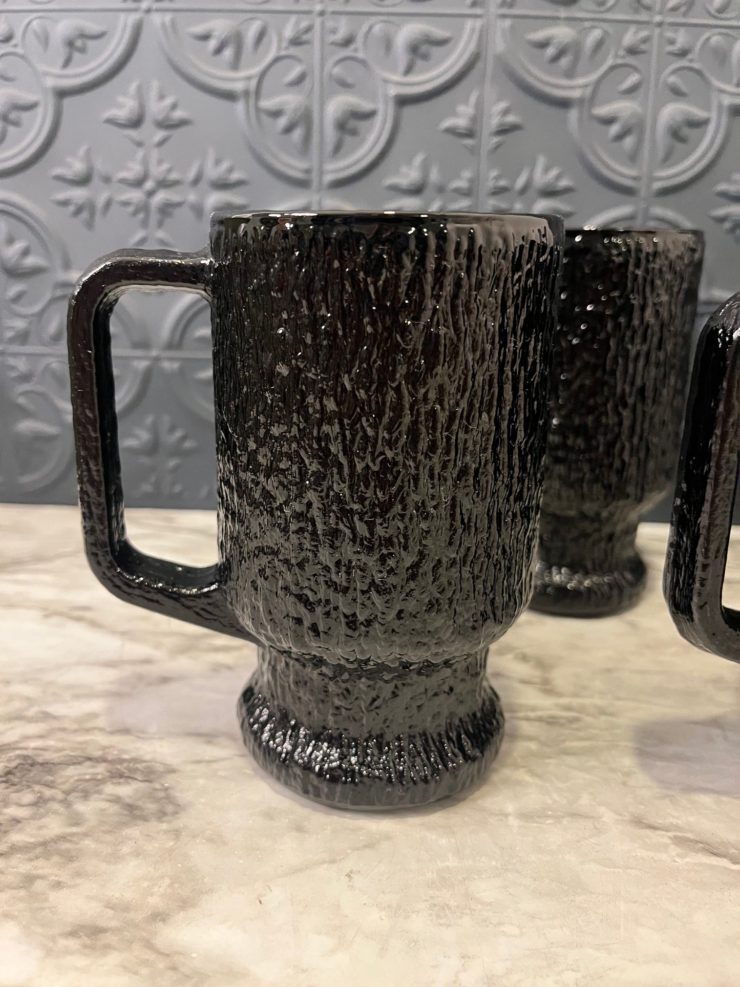 Black Indiana Glass Mugs x 4