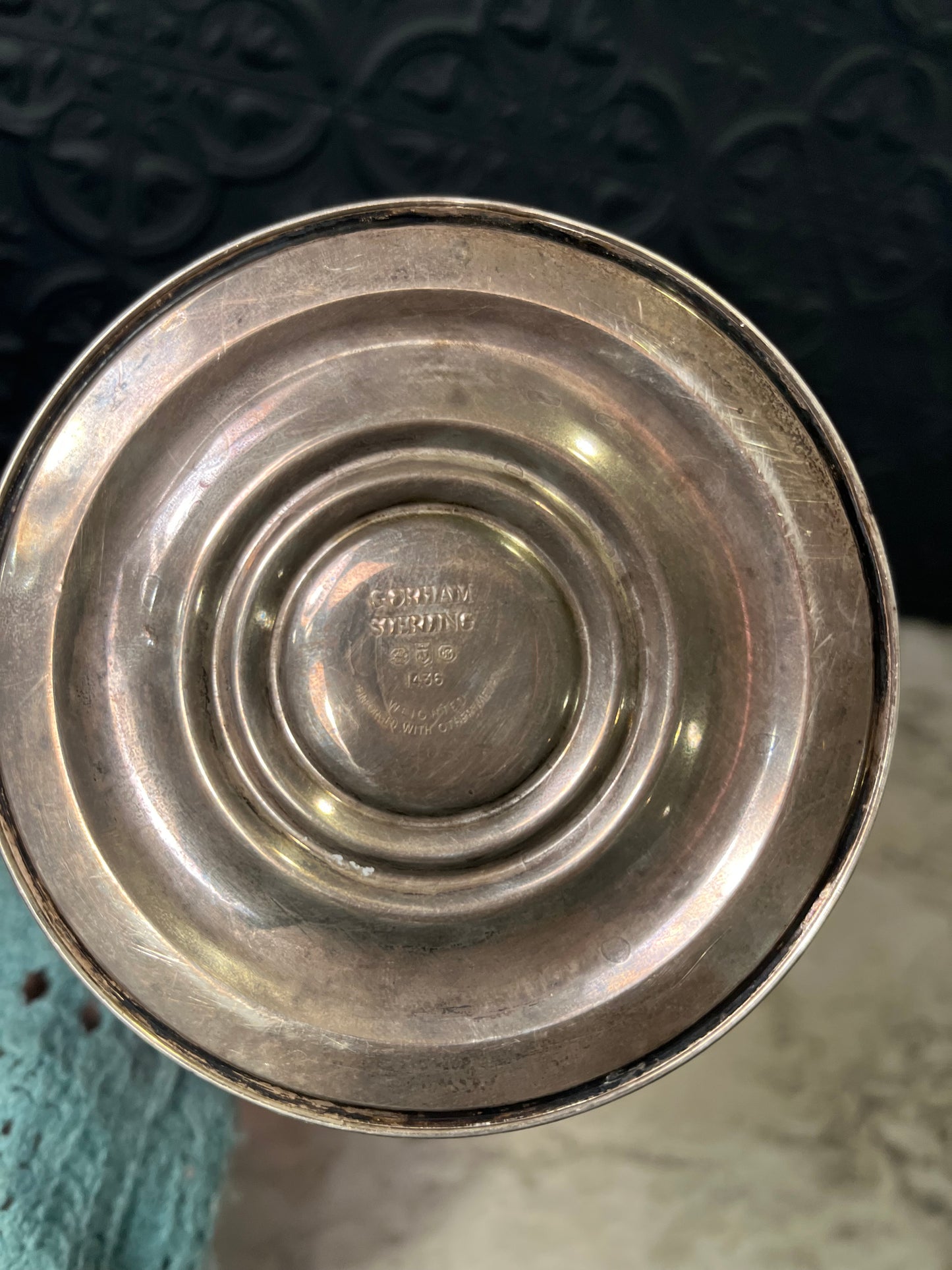 Vintage Gorham Sterling Silver Ruby Red Glass Pedestal Bowl