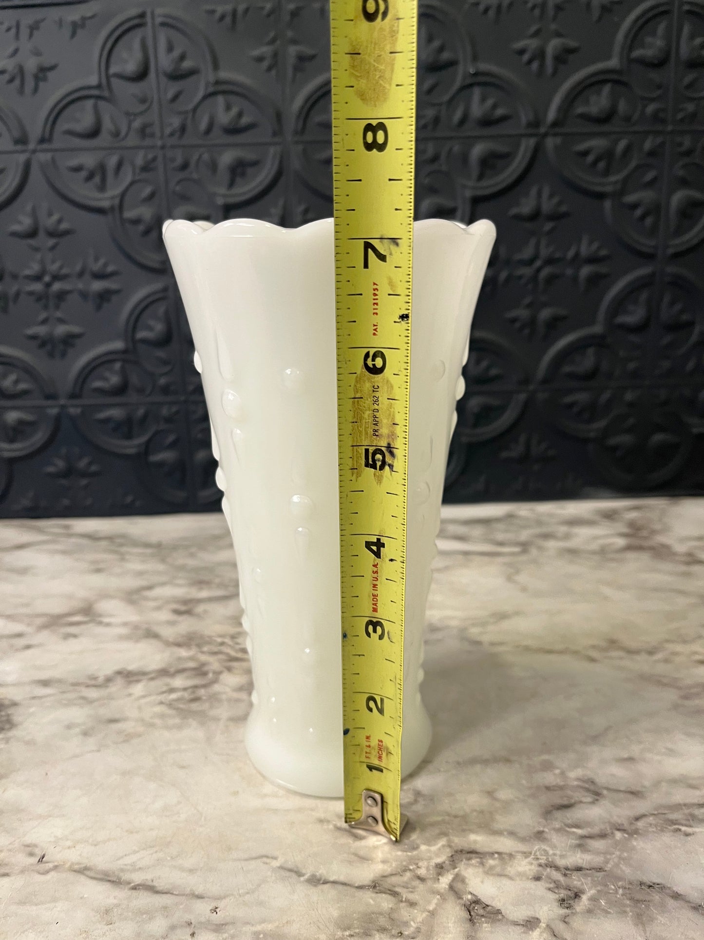 Anchor Hocking Milk Glass Vase with Teardrop design