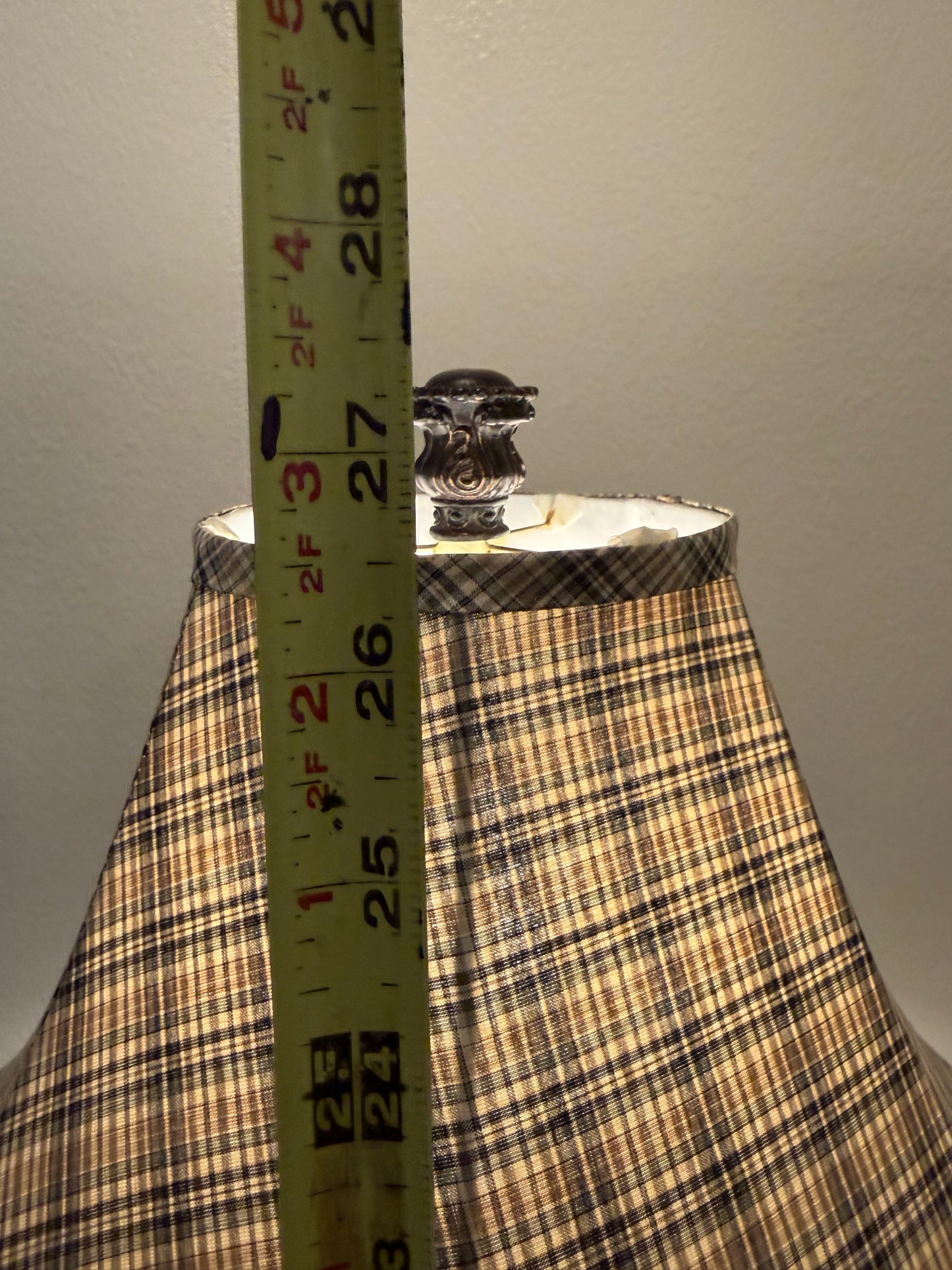 Bottle Shape Lamp with Plaid Shade