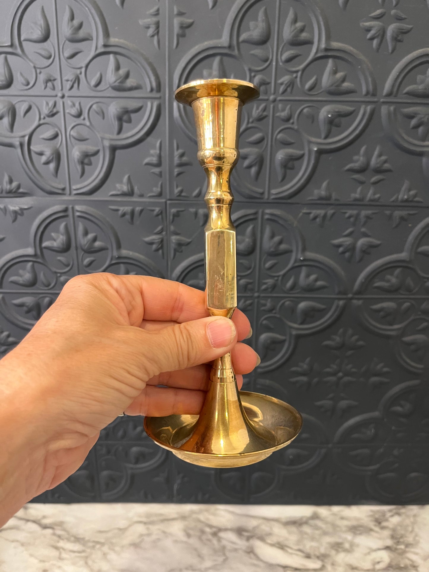 Brass Candle Holder Square Shaft 6.75