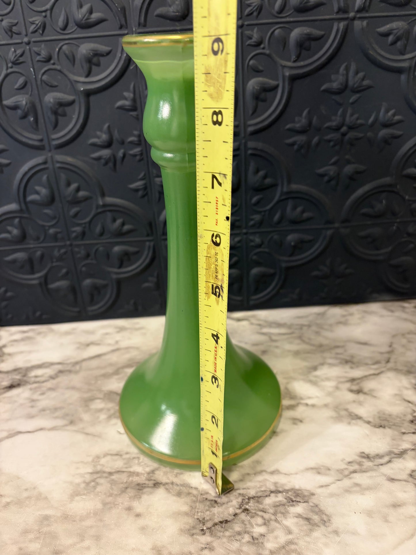 Jade Green Candle Holder 9"