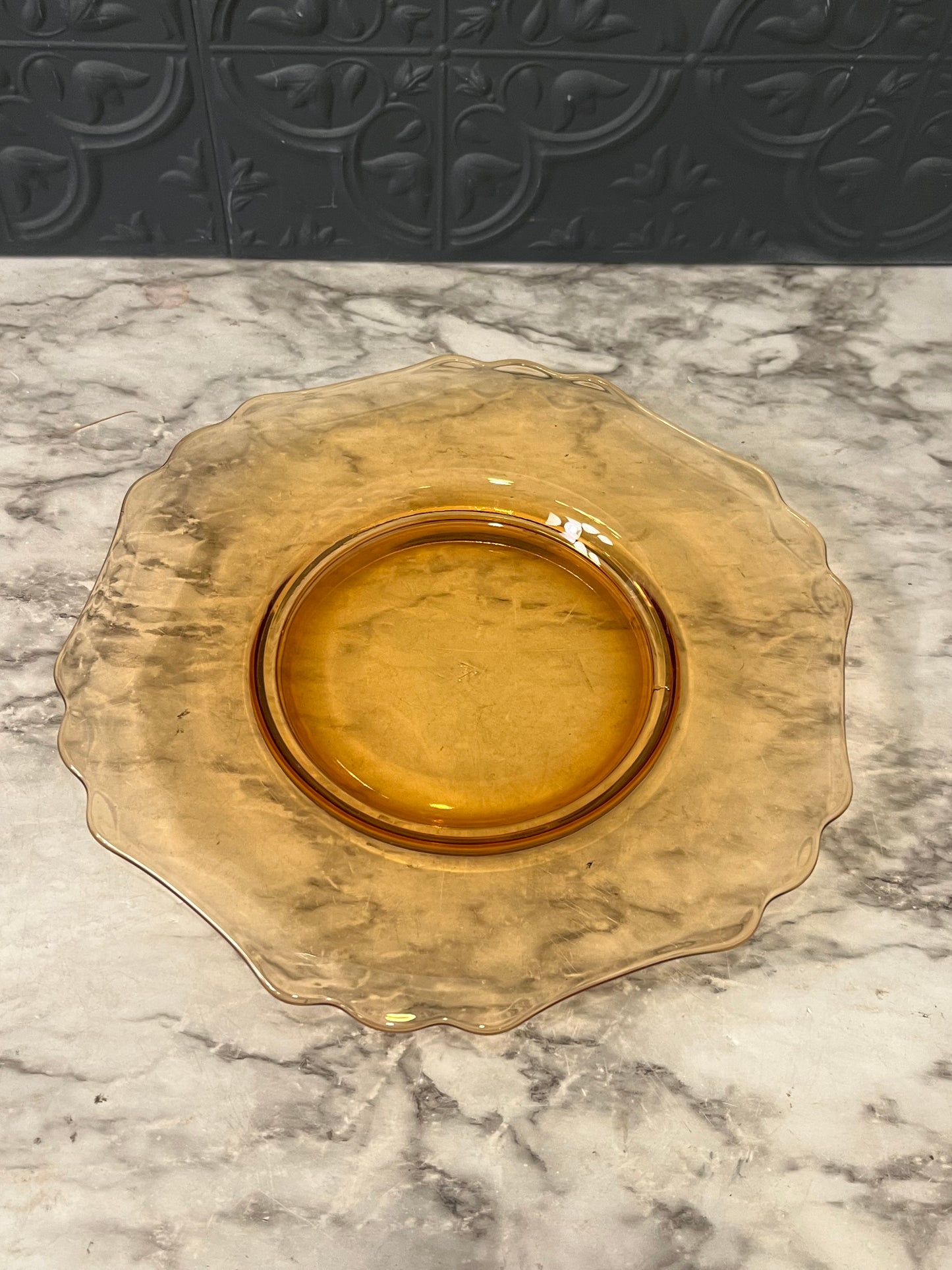 Amber glass Cambridge Salad plates x3
