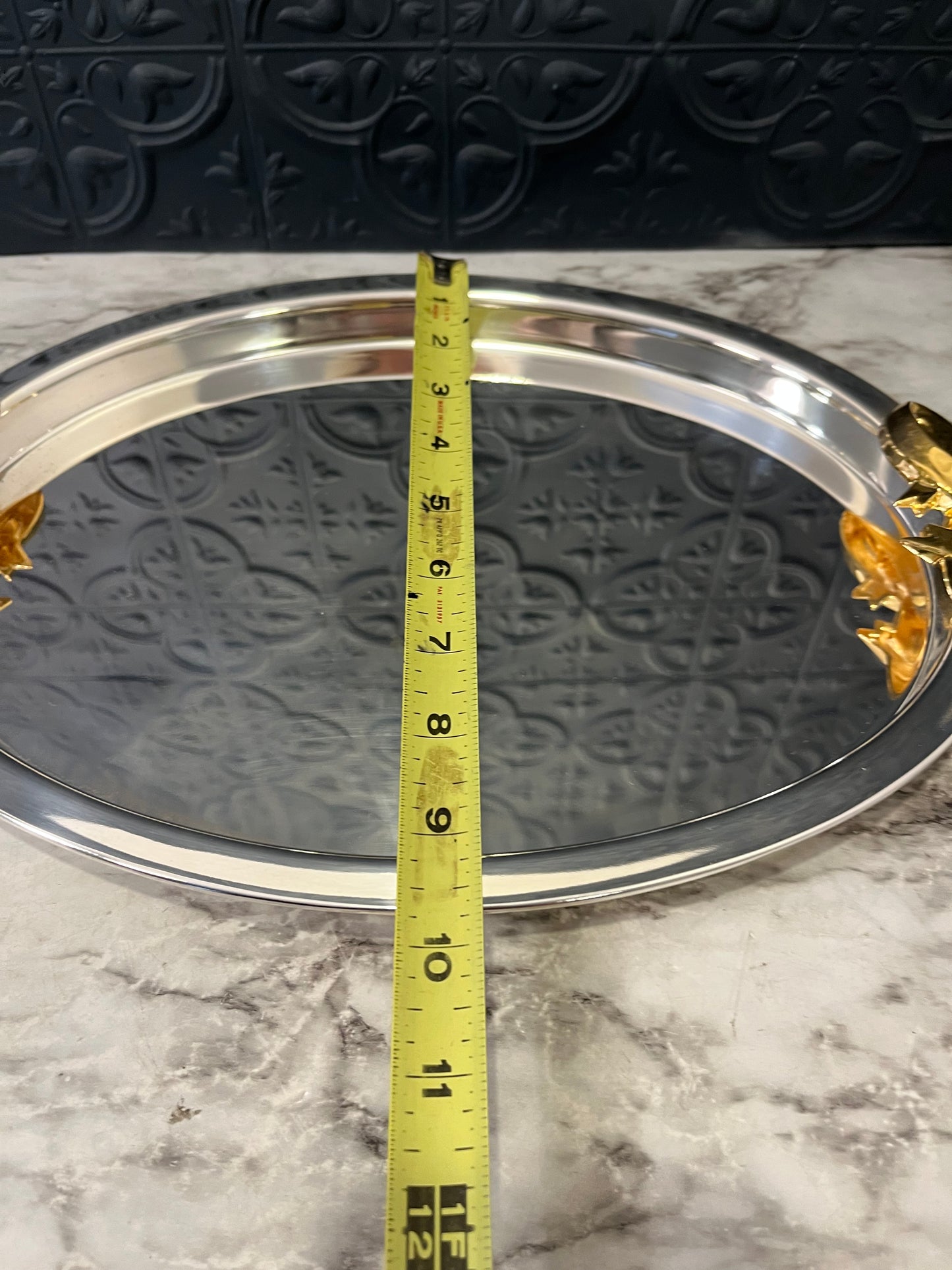 Oval Tray with gold Bow handles