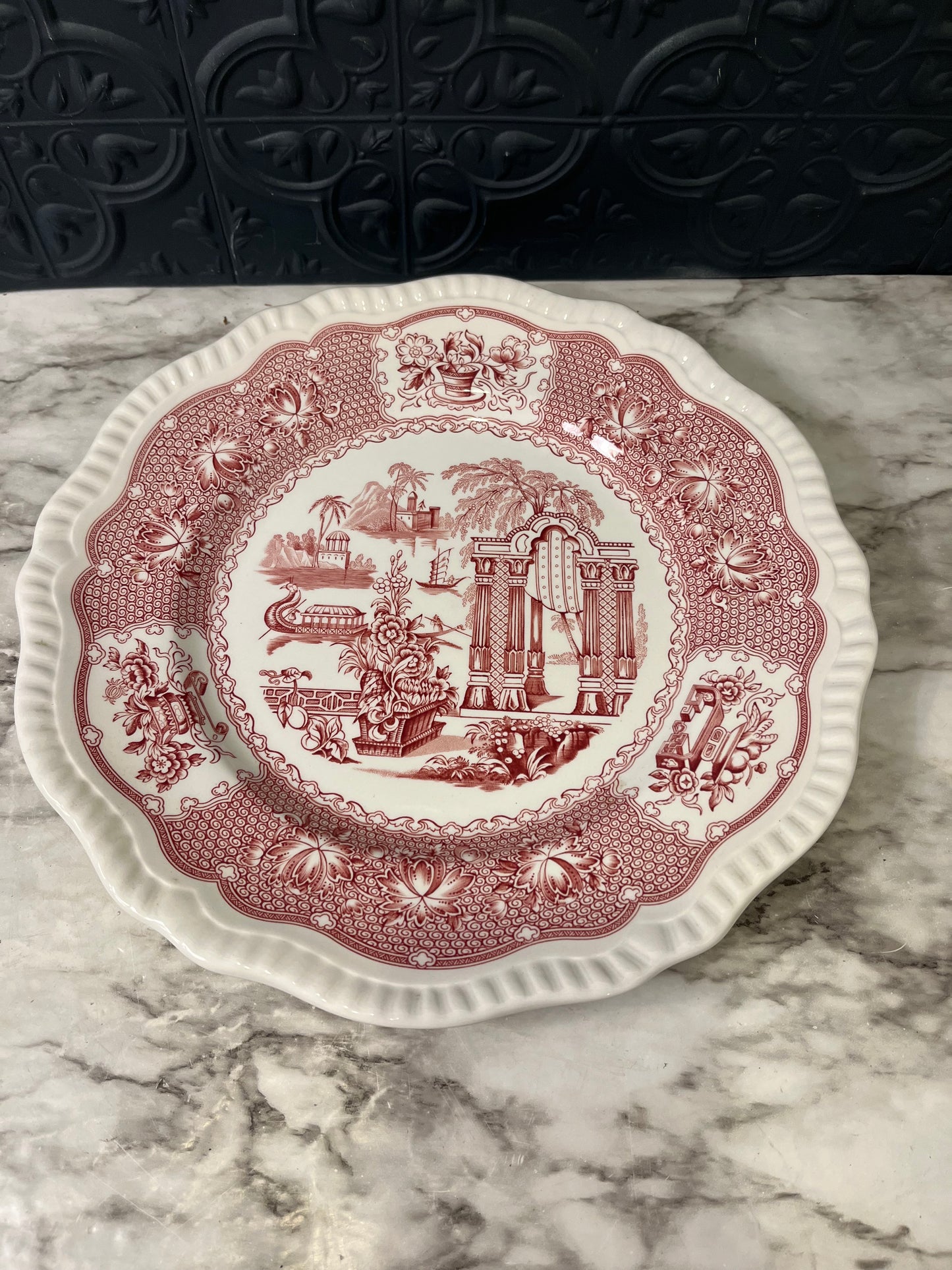 Spode Red and white Pagoda Plate