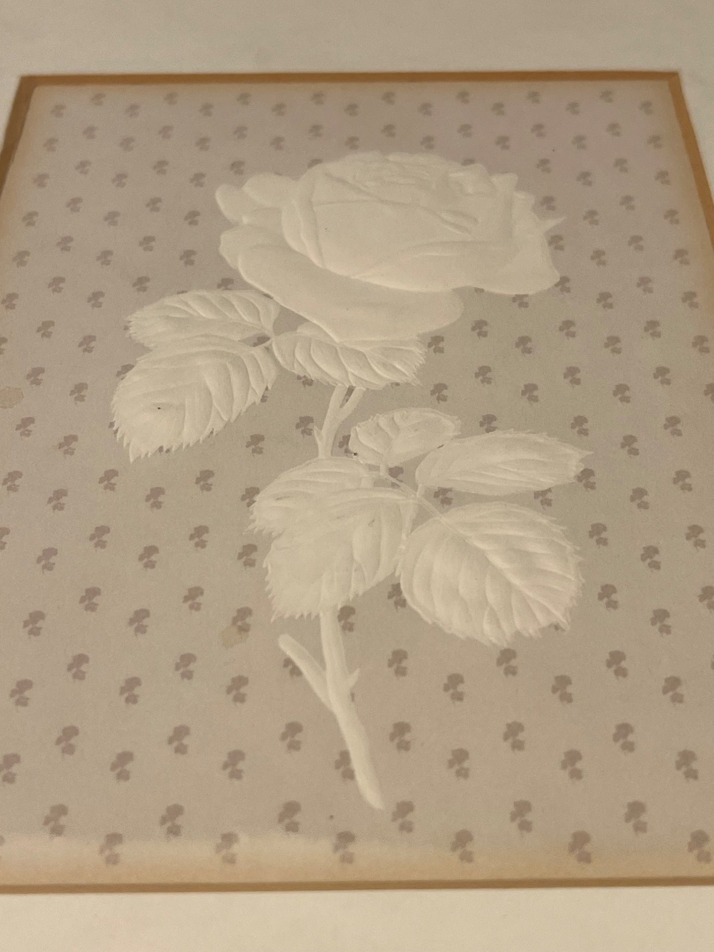 Cream Embossed Picture of Roses