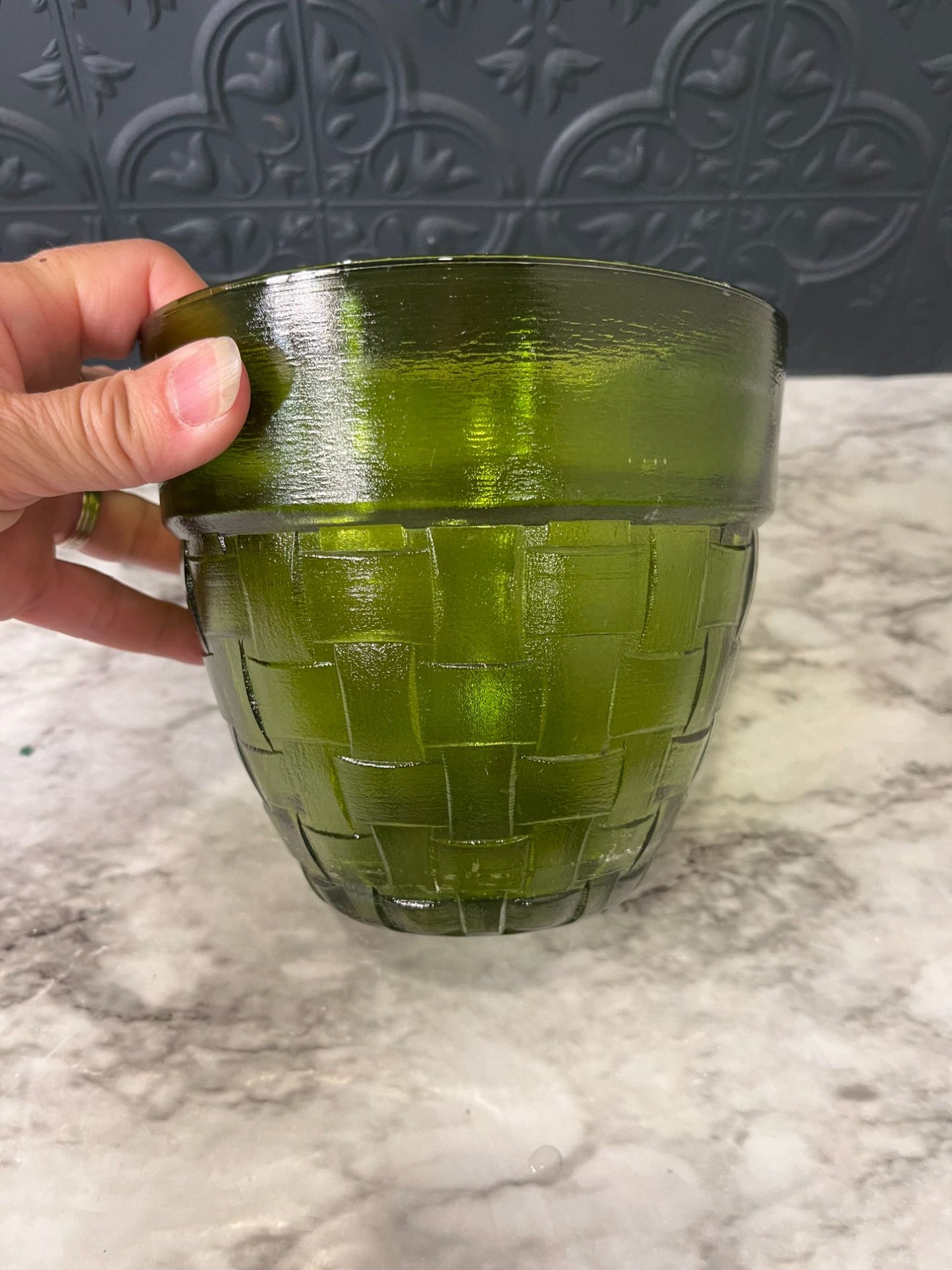 Anchor Hocking Green Ice Bucket Bowl