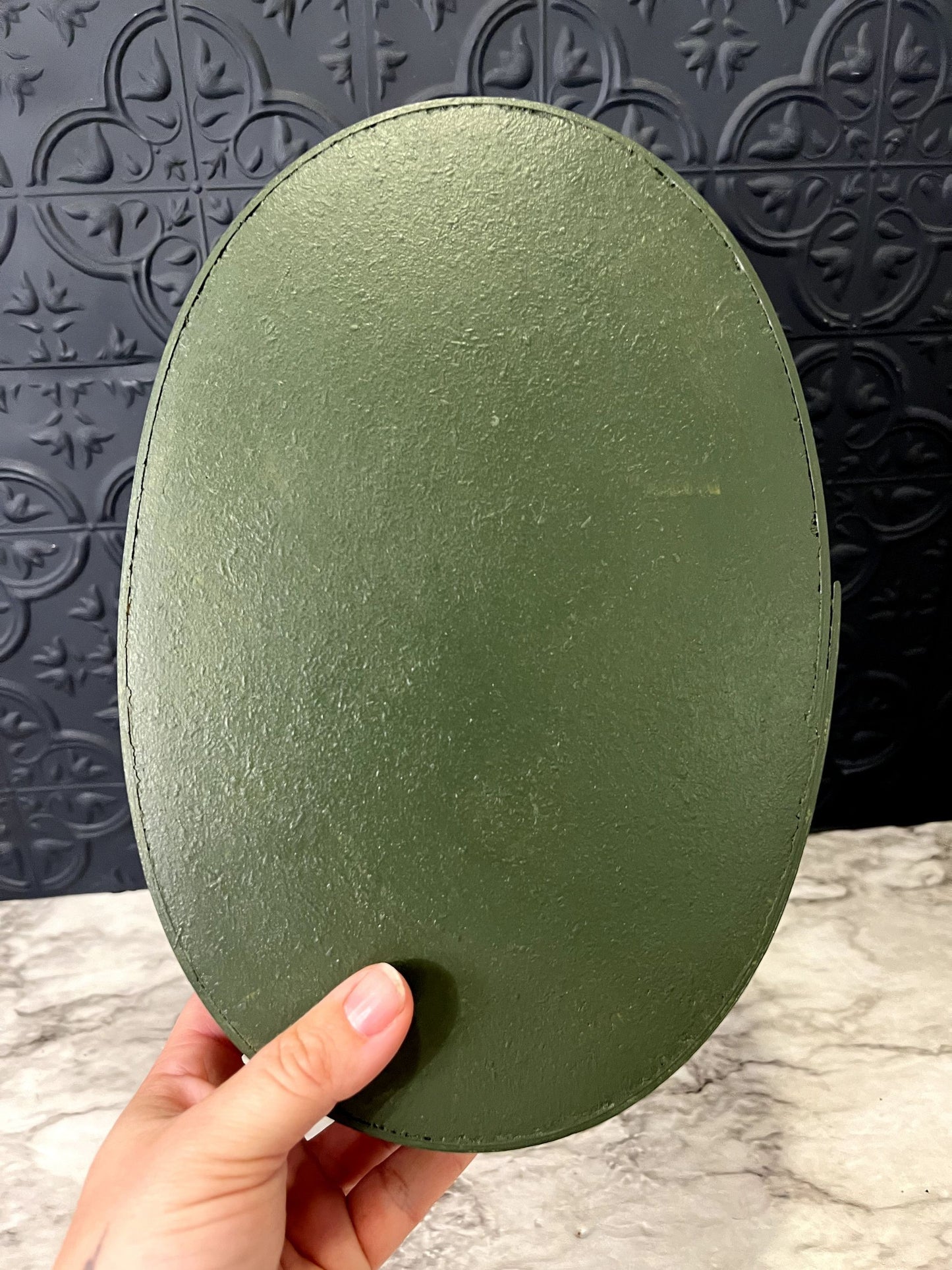 Hand Painted Red and Green Oval Box