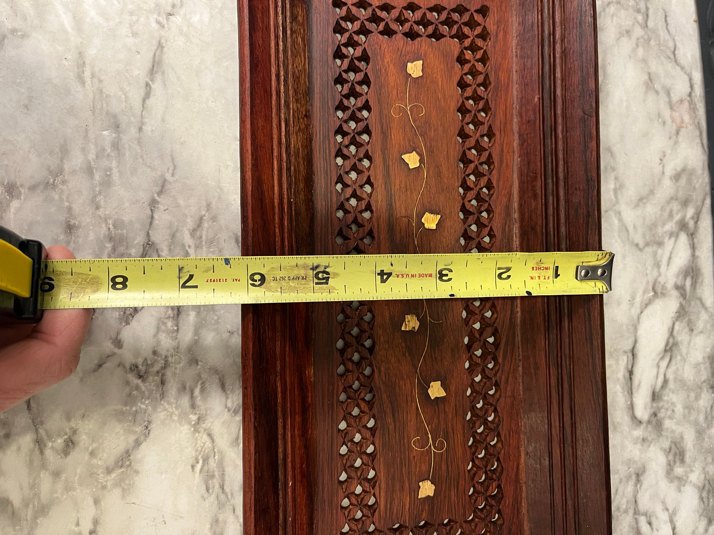 Rectangle Wood Tray With Brass leaf Inlay