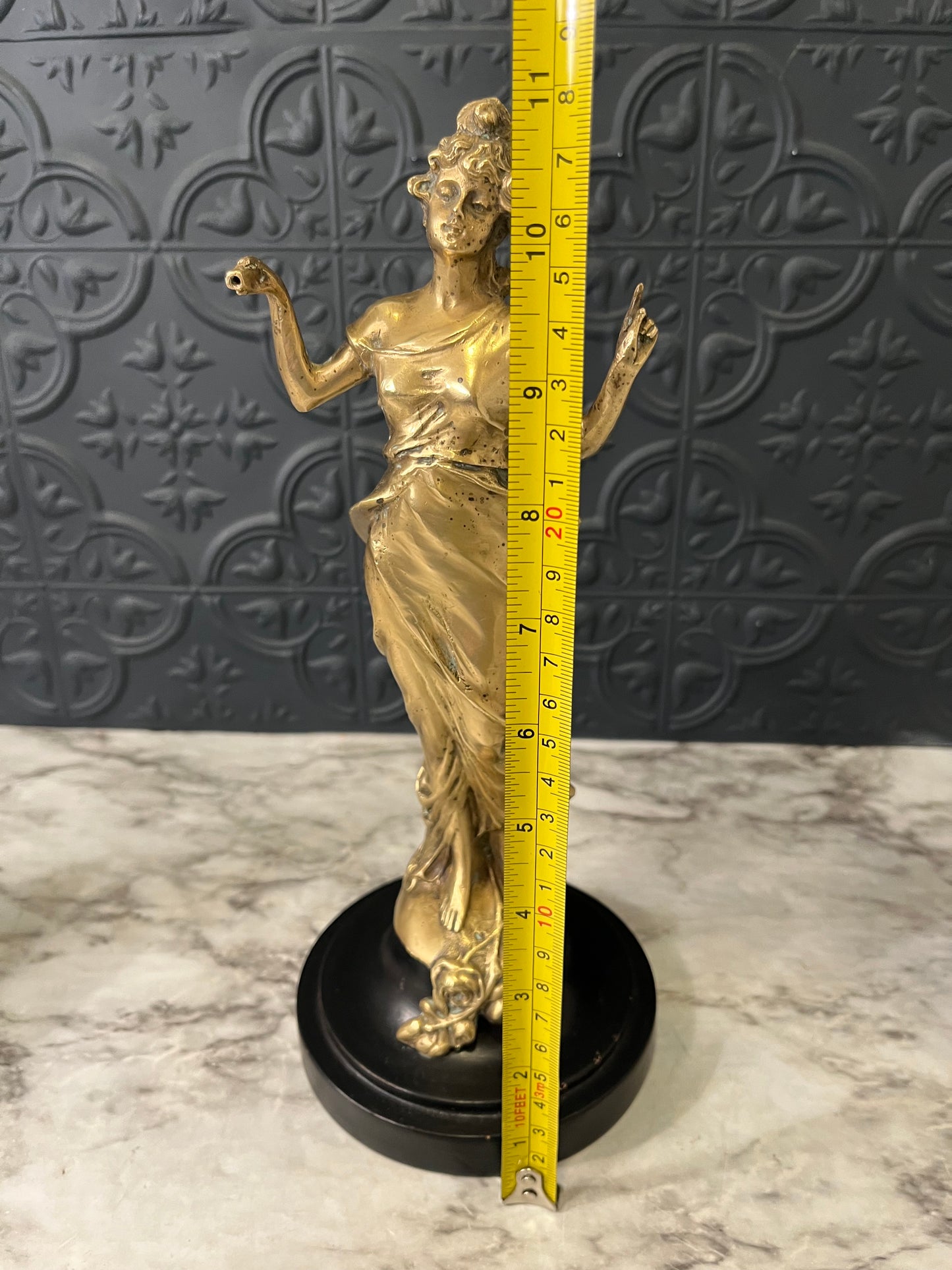 Brass Figure of Diana on Black Bass