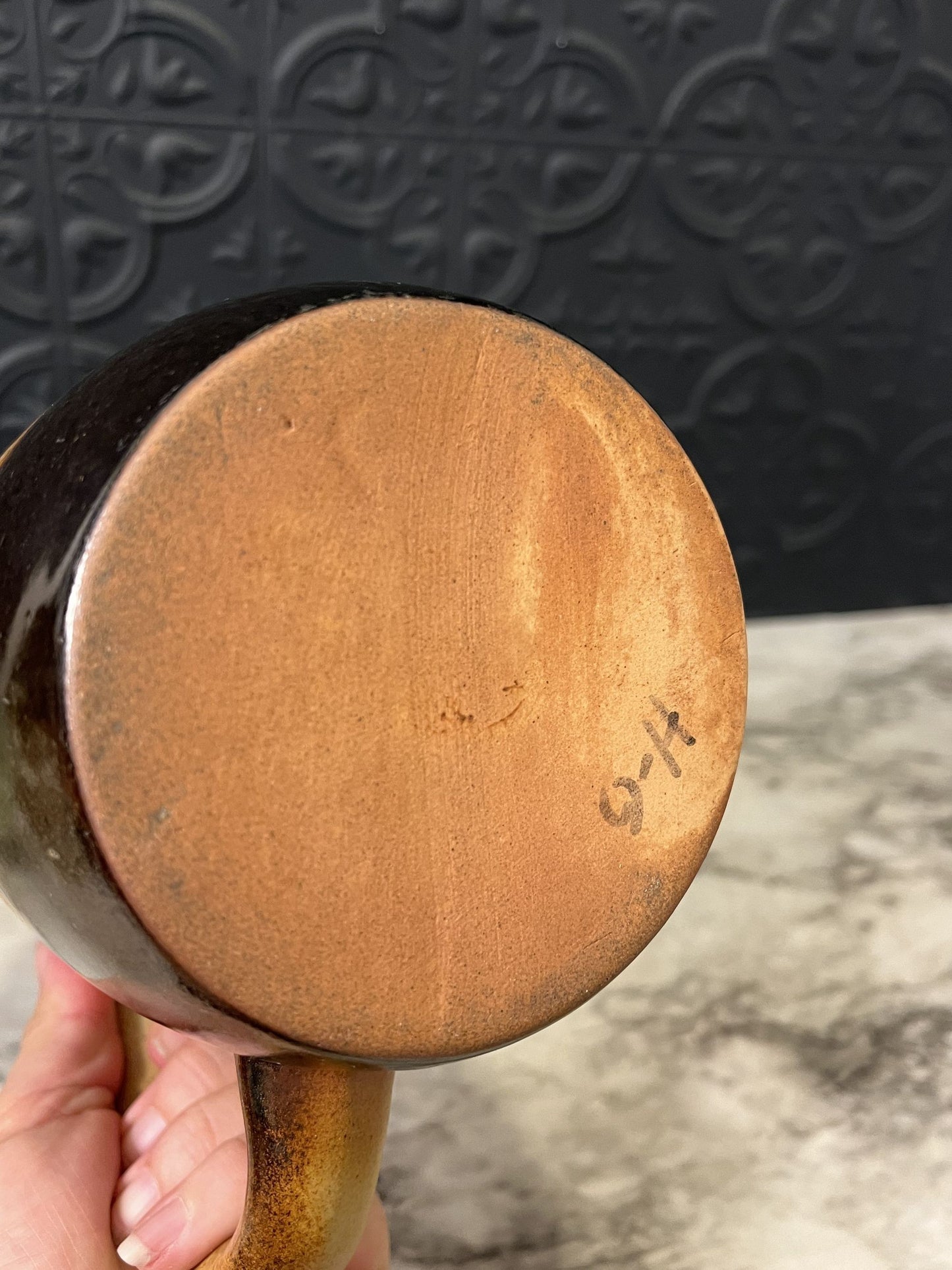 Ombre brown pottery pitcher