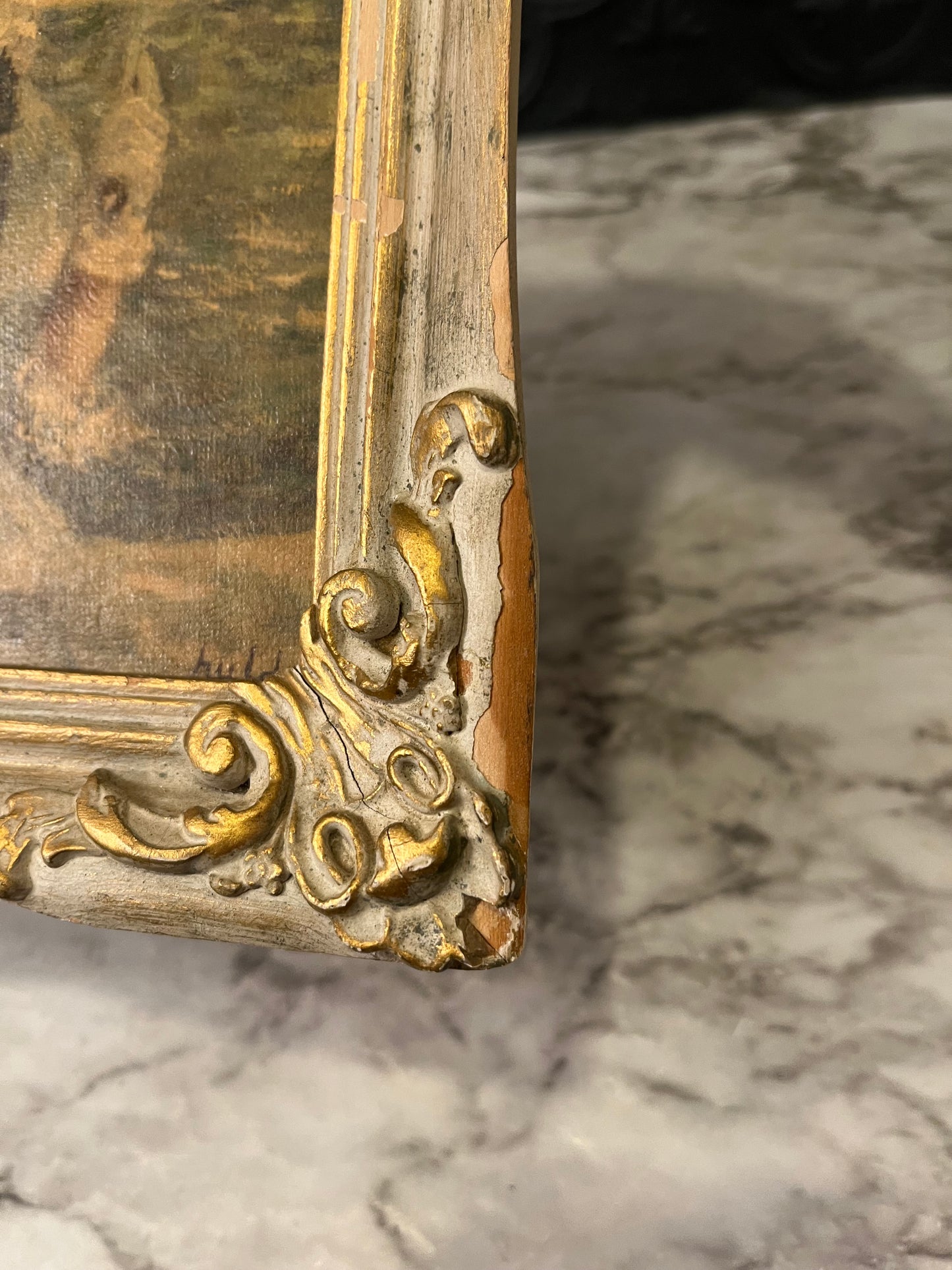 Vintage Huldah Print in Ornate Cream Frame