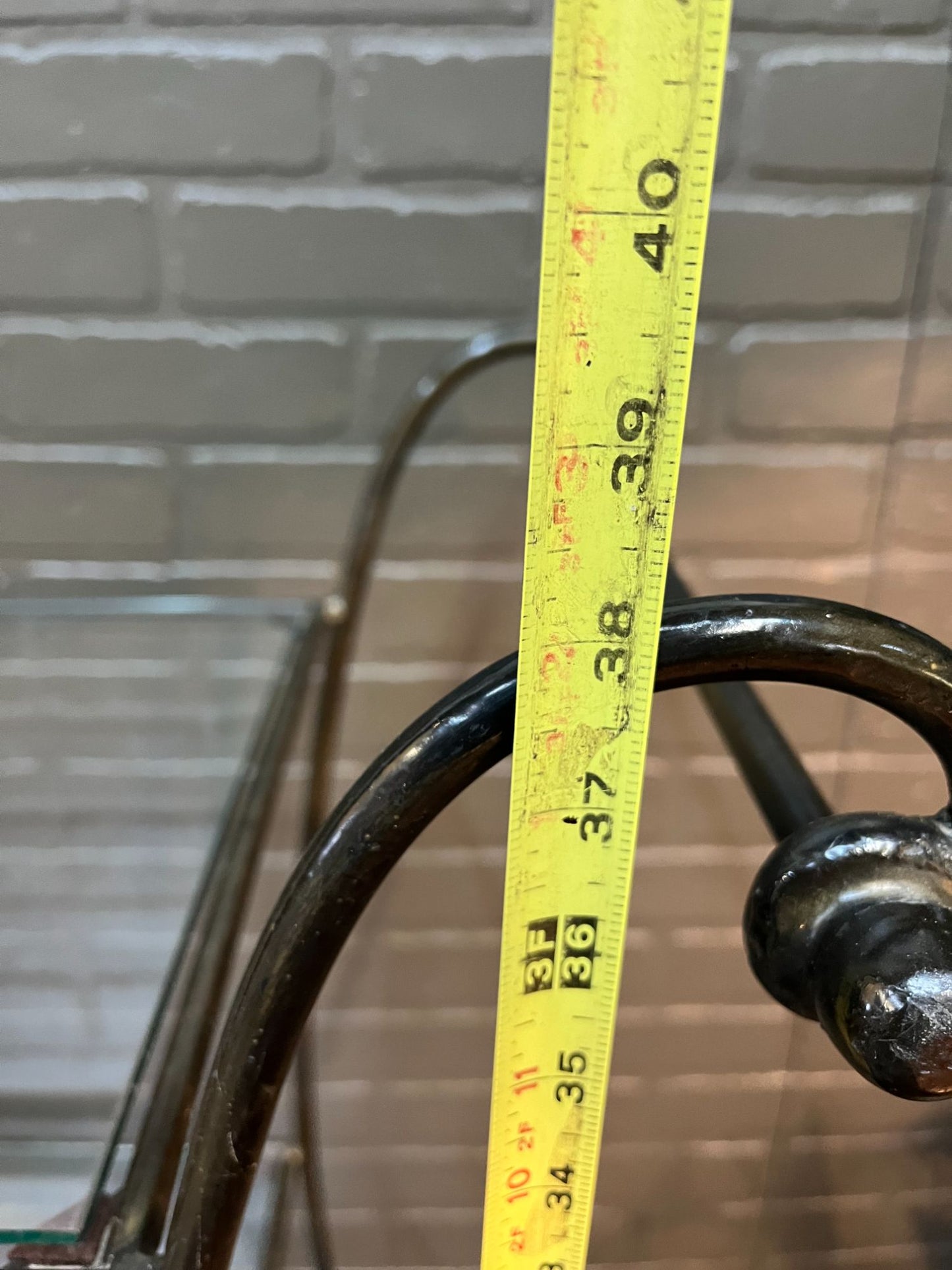 Wrought Iron and Glass Three Tier Shelf