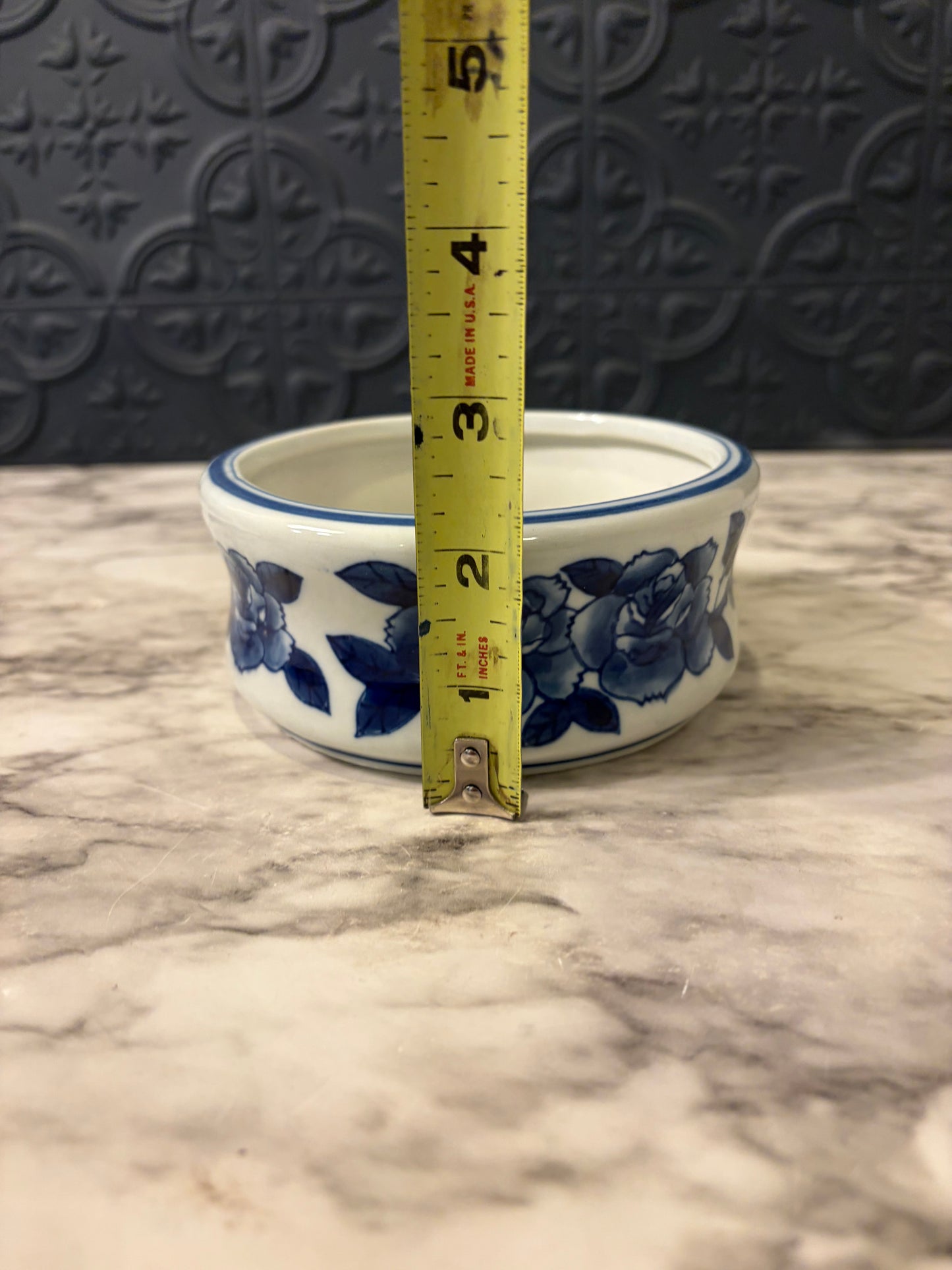 5" Blue and White Bowl with flowers