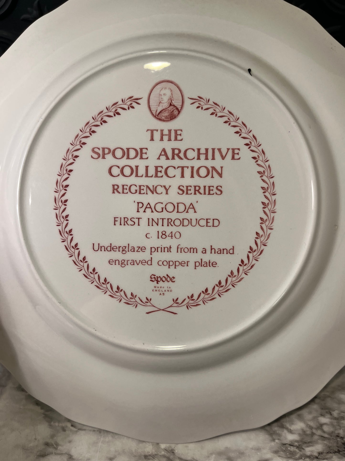 Spode Red and white Pagoda Plate