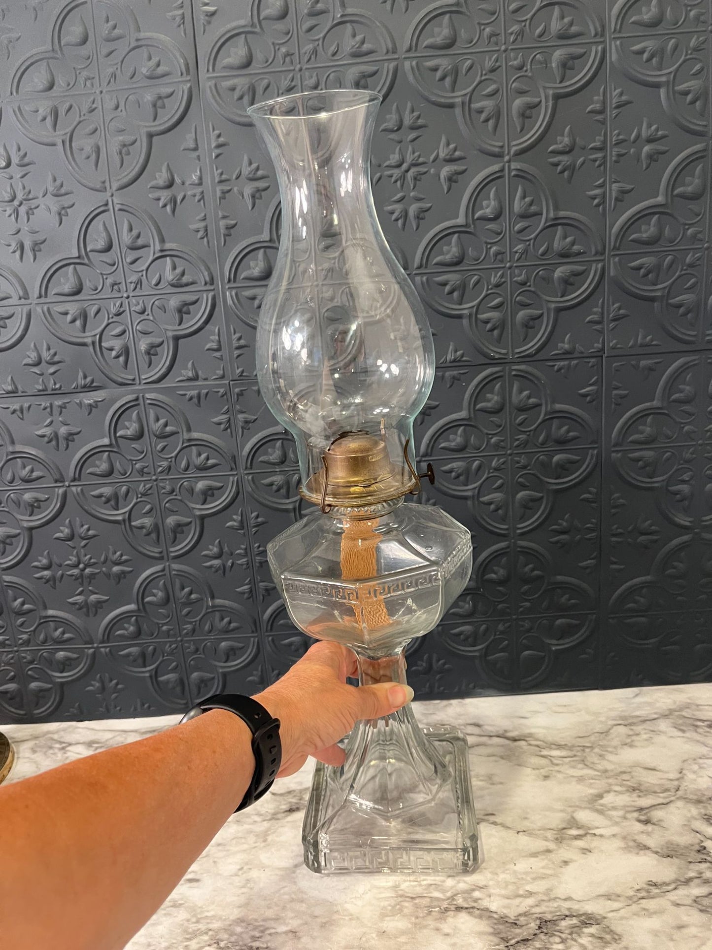 Large Glass Oil Lamp