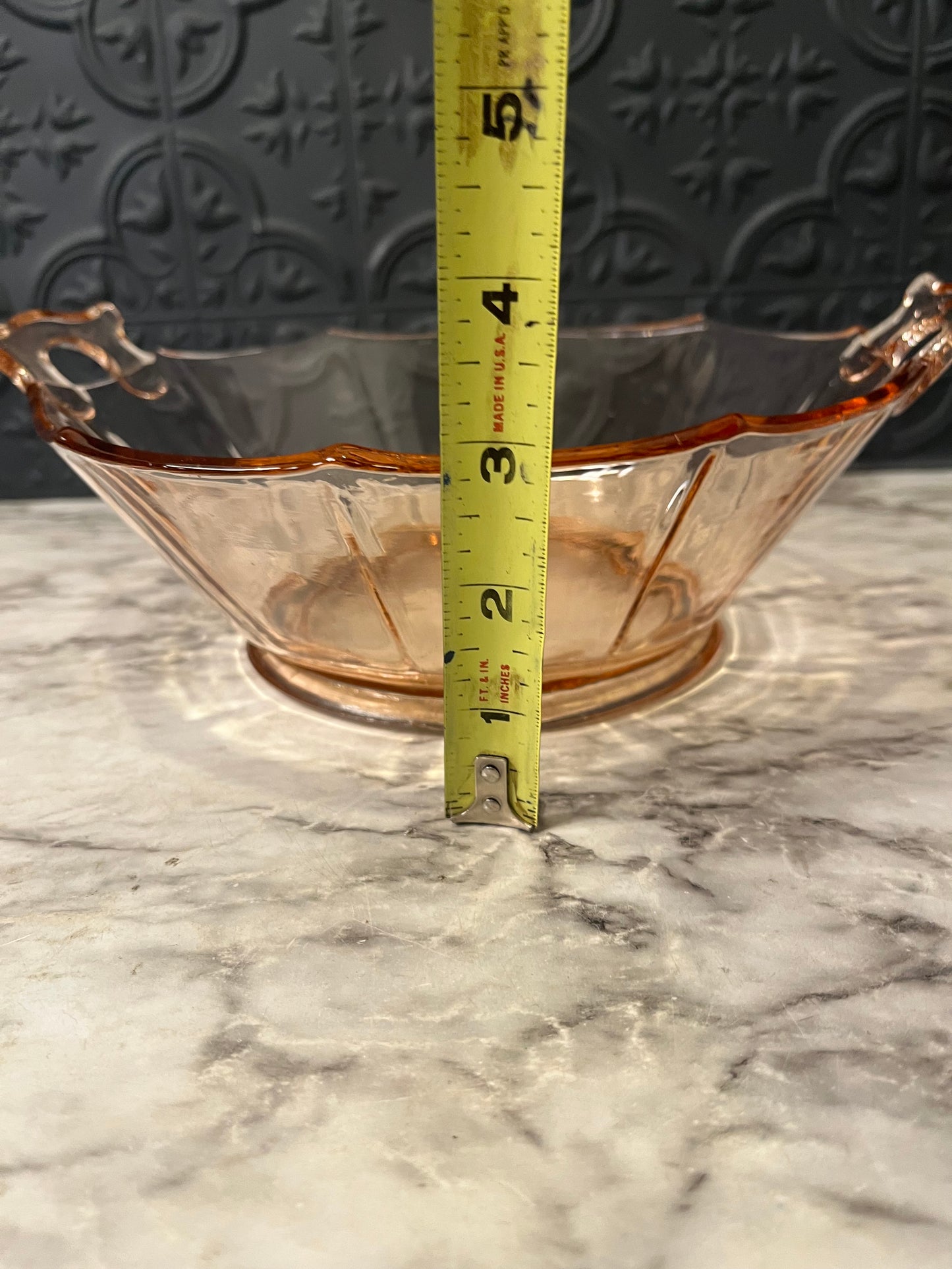 Pink Imperial Glass Handled Bowl
