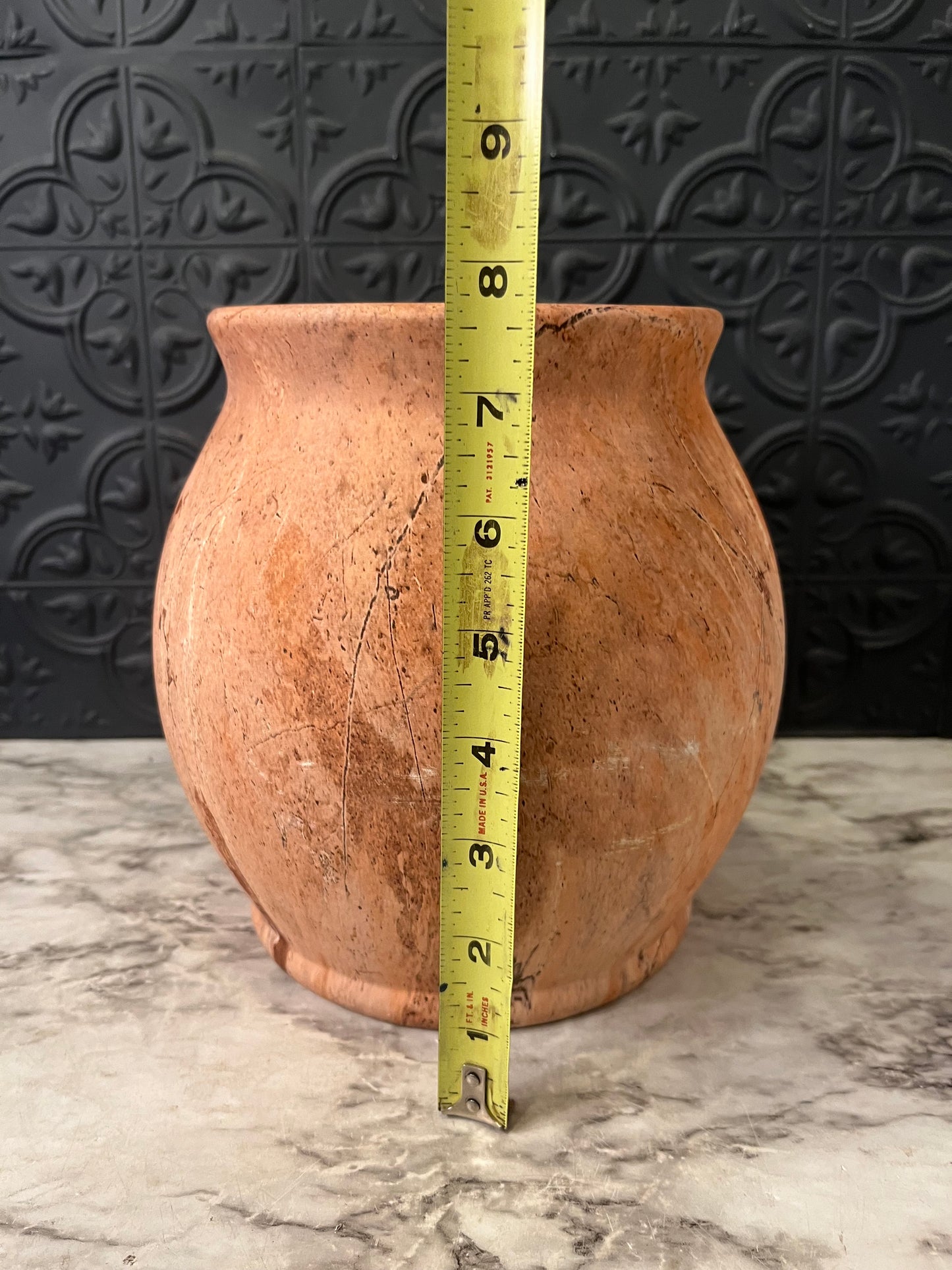 Brown Marbled Ceramic Round Vase