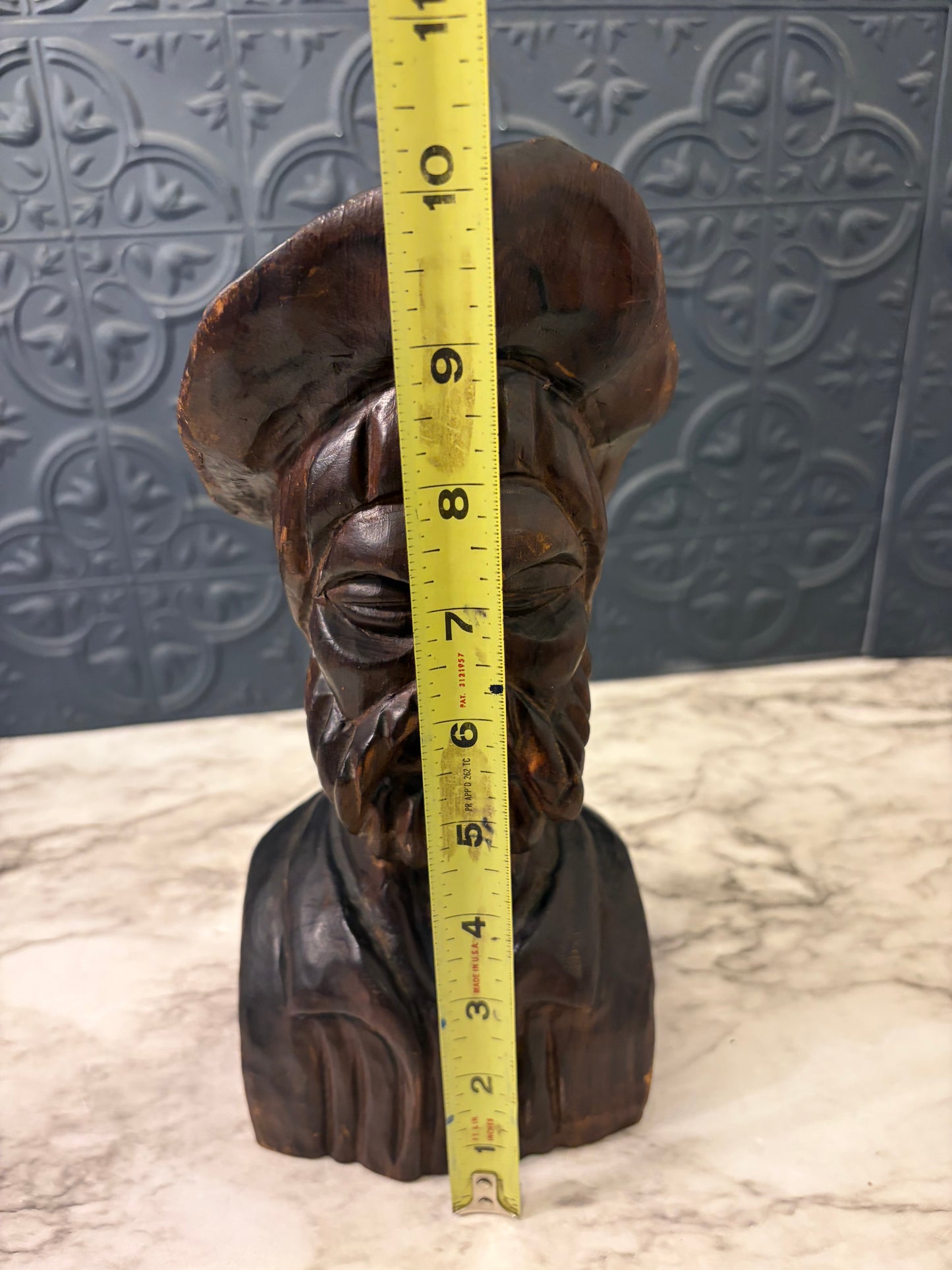 Wood Carved Head of Bearded Man