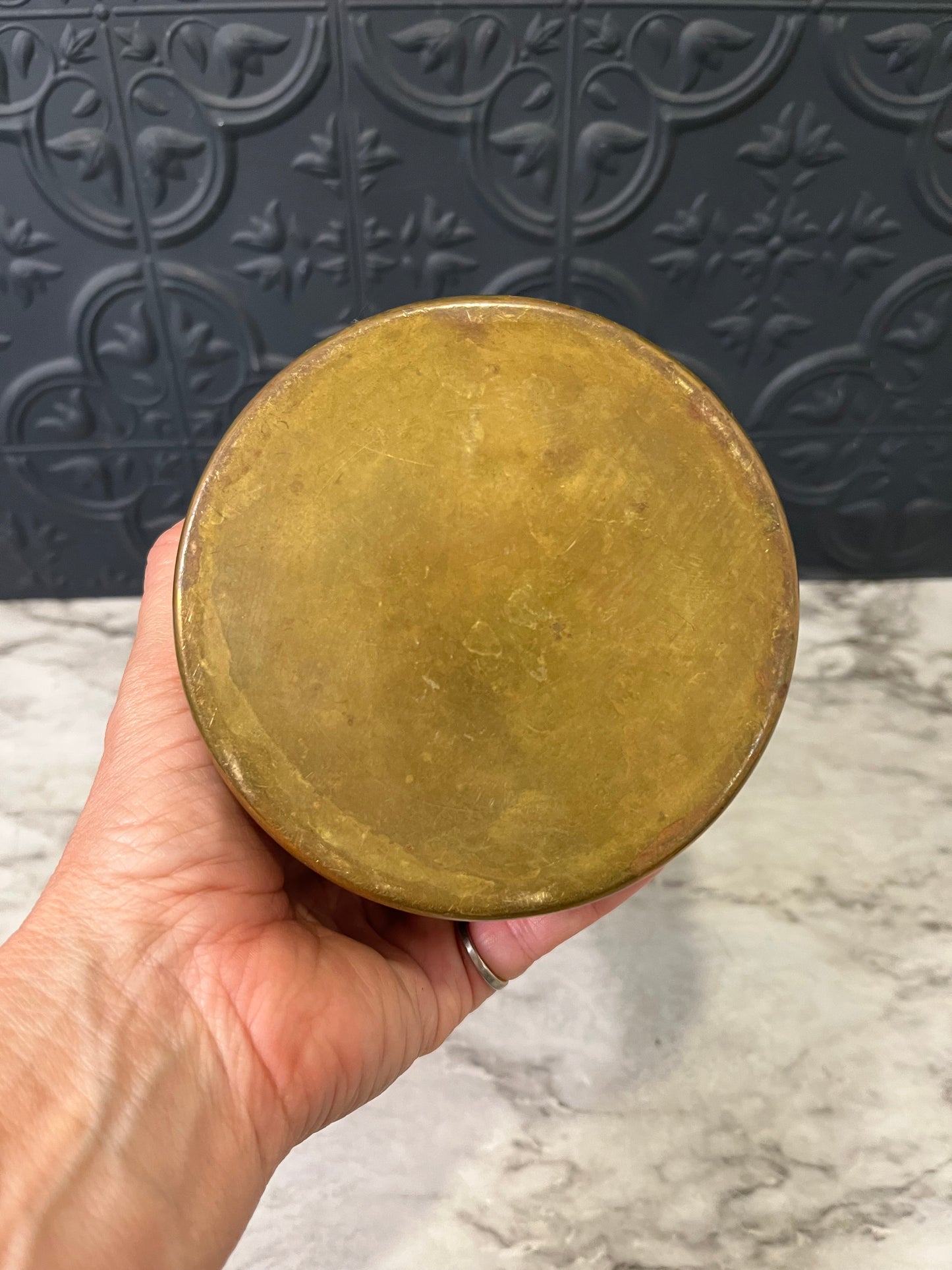 Patina brass Canister with lid