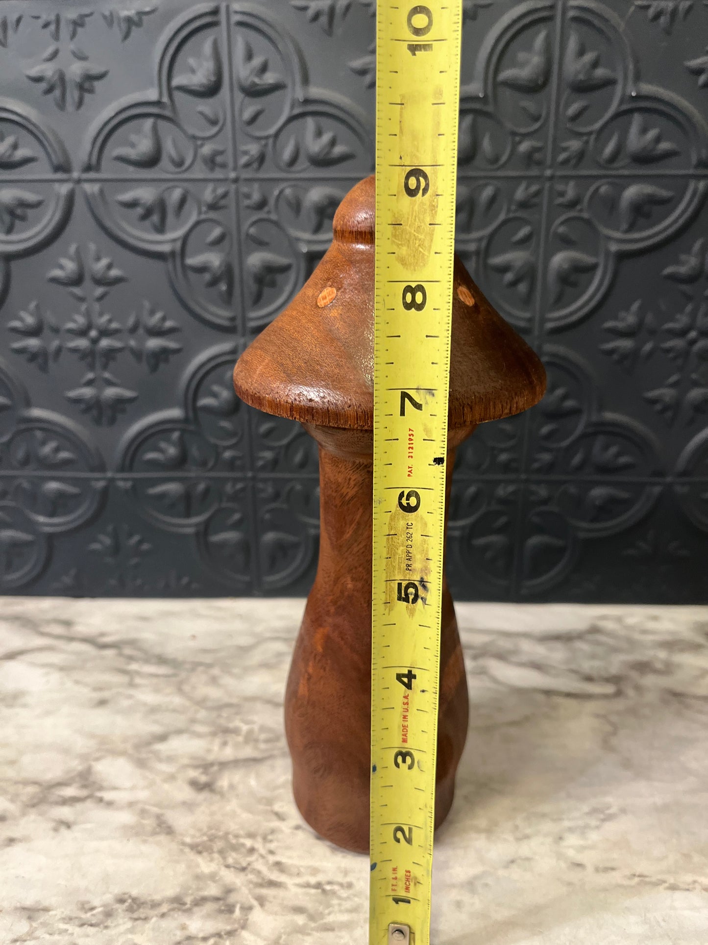 Hand Carved Wooden Mushroom 9"