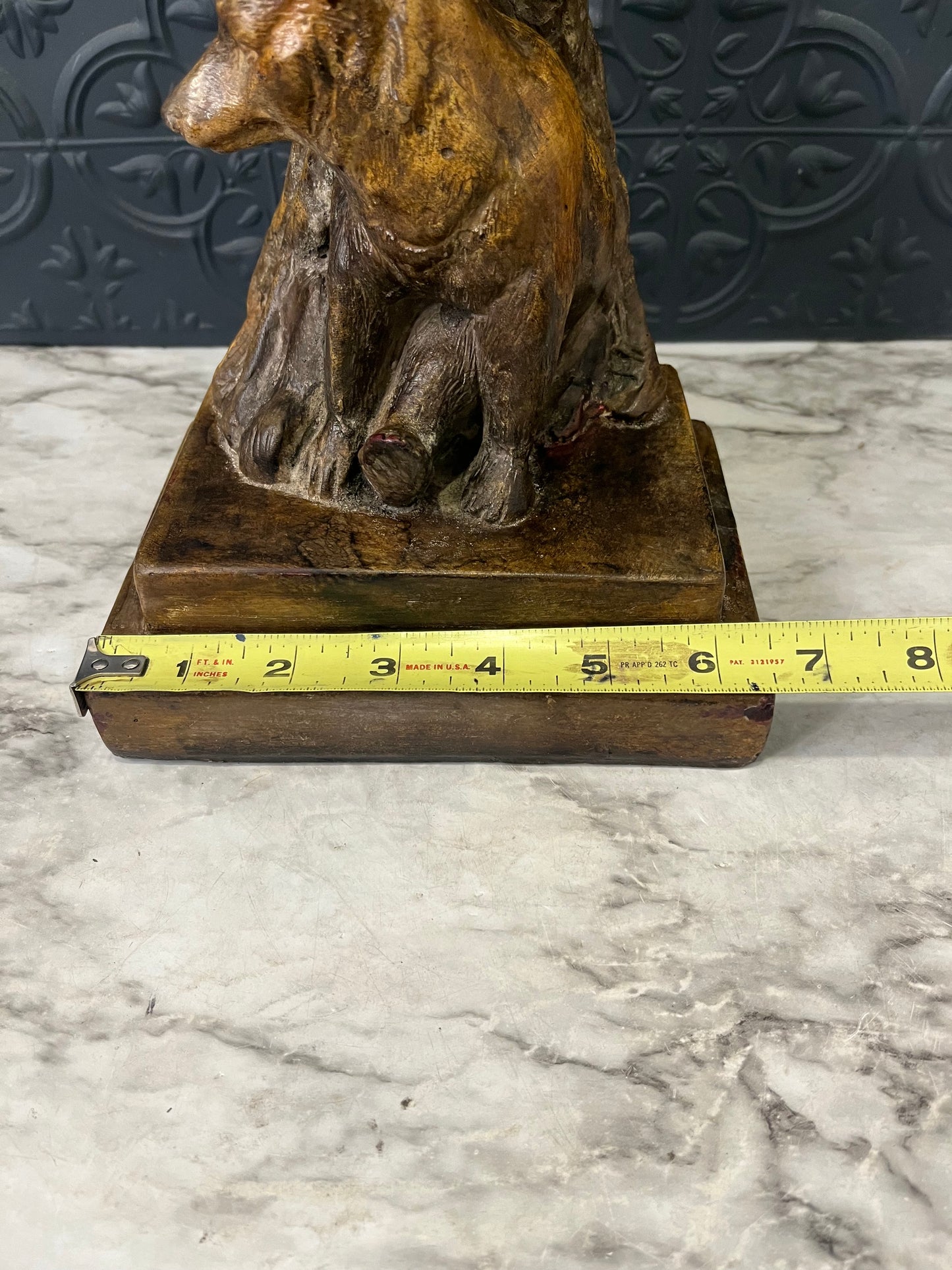 Single Bear Bookend Burnished Gold Tone