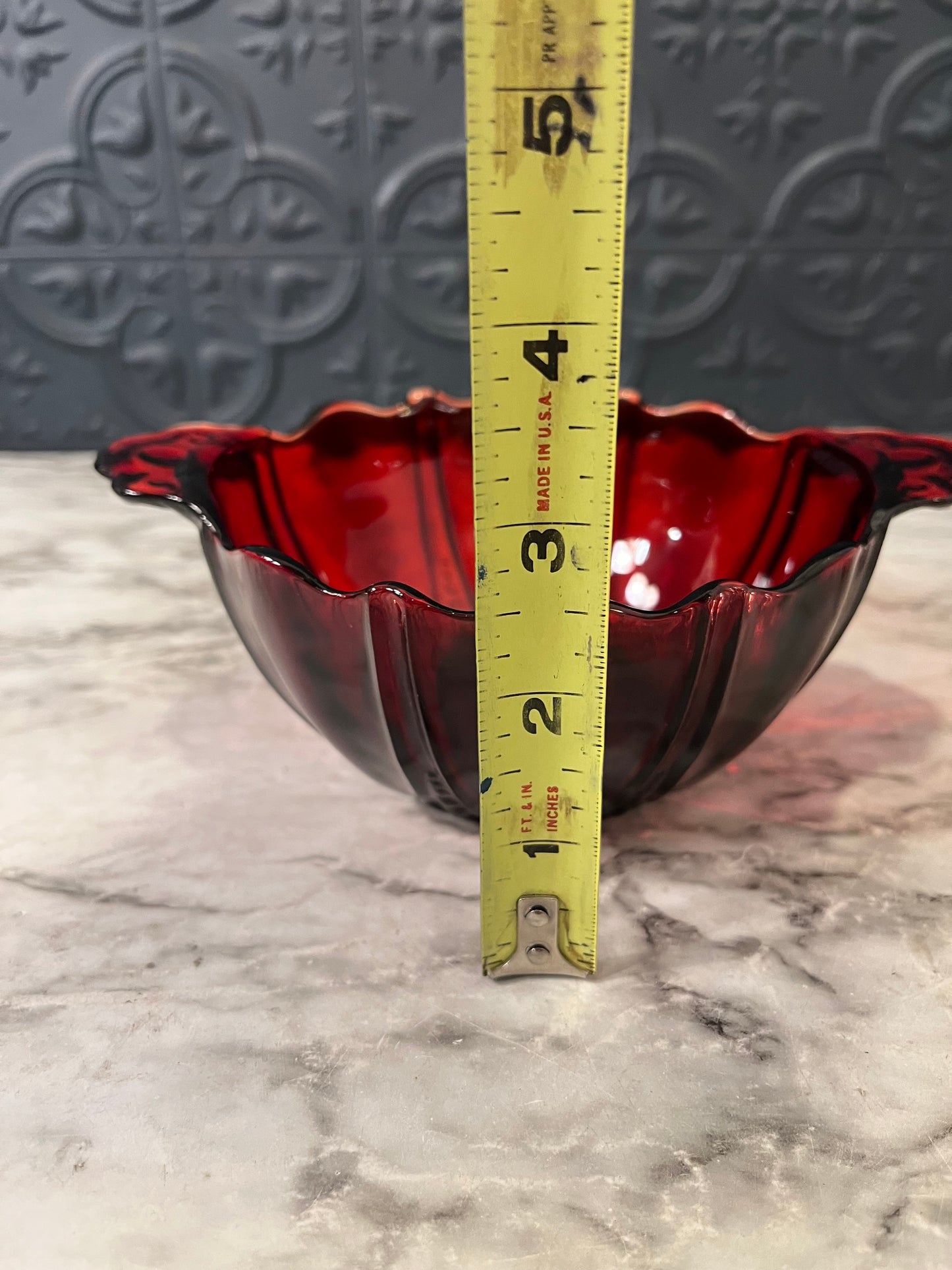 Ruby Red Oyster and Pearl glass bowl
