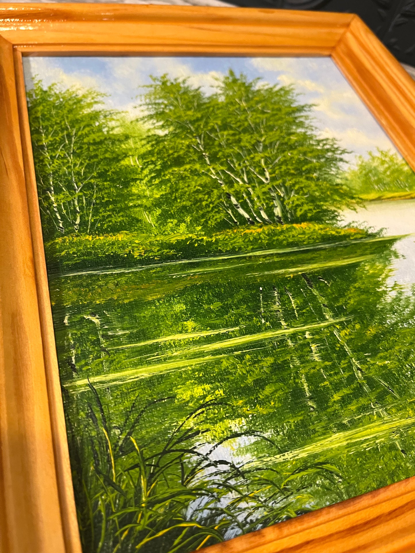 Original Painting of Trees in Light Frame