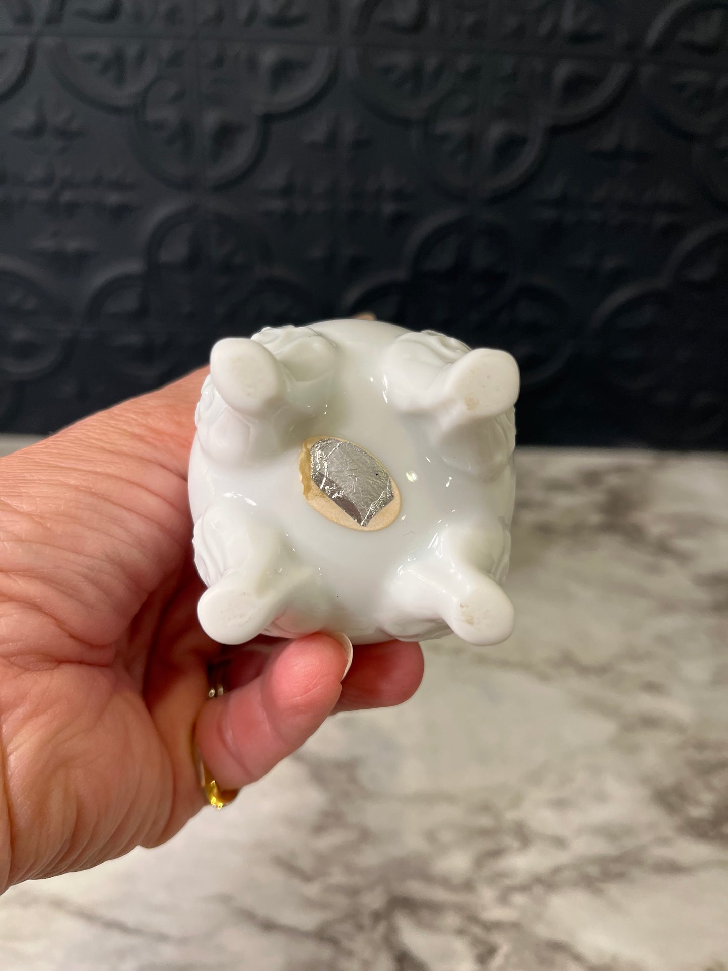 White Ceramic Small Candle Holders with feet x 2