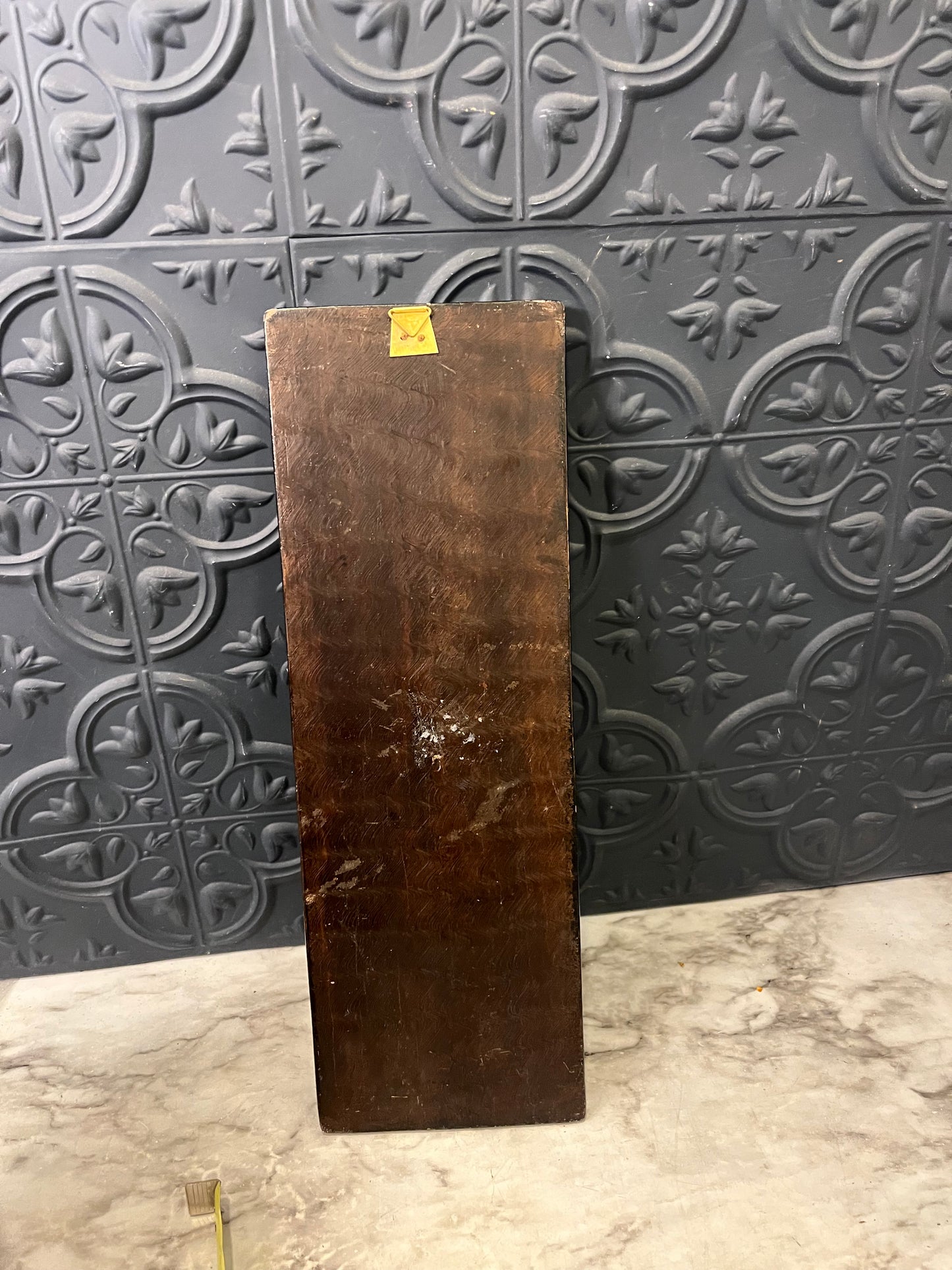 Black Laquer Asian Wall Panel Hexagon Vase with Mother of Pearl