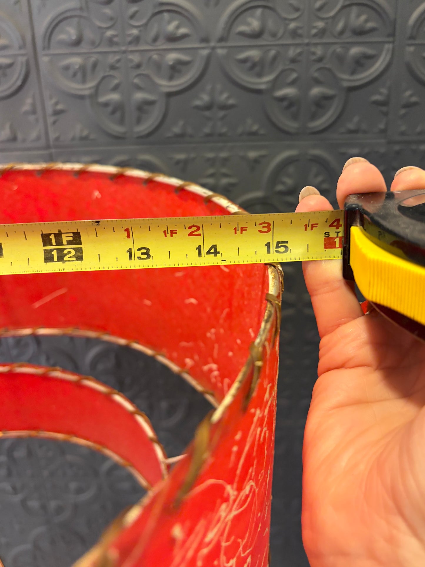 Mid Century Red Two Tier Fiberglass Lamp