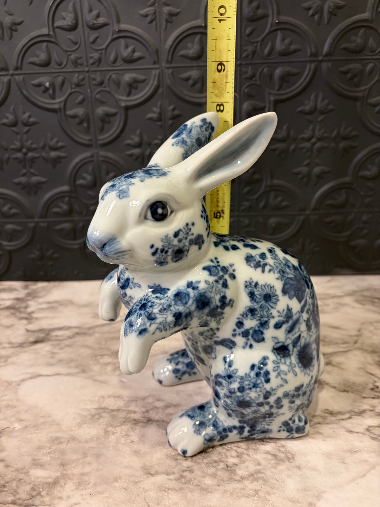 Blue and White Ceramic Bunny