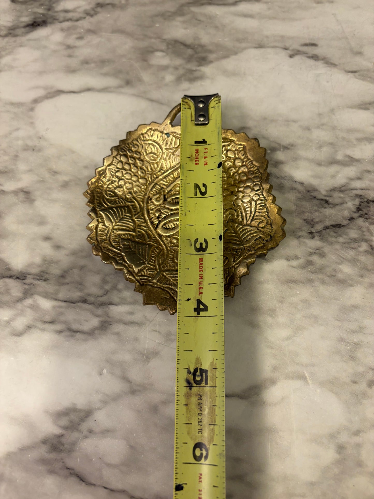 Brass etched Incense Dish 4"