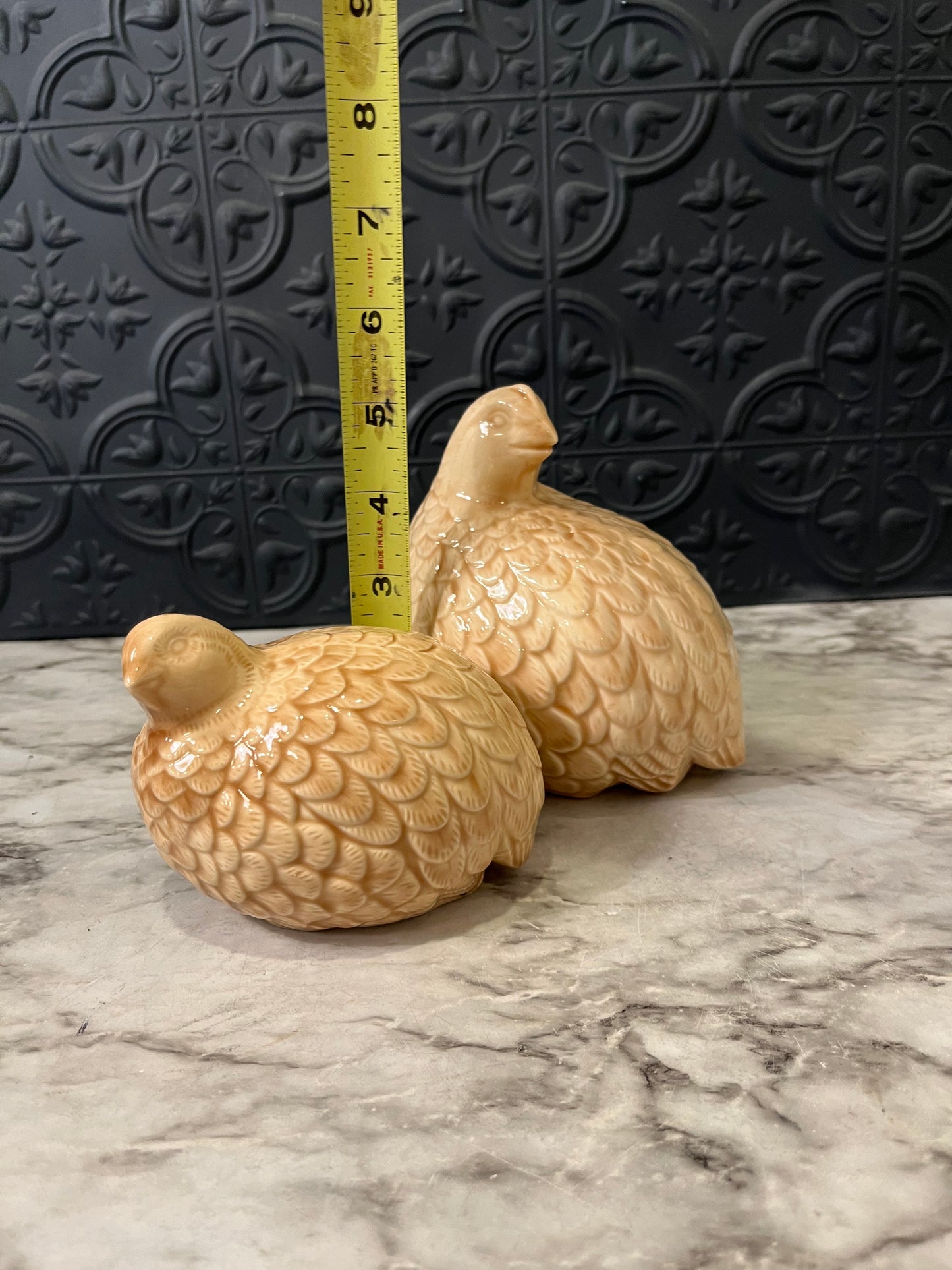 Set of Ceramic Tan Quails