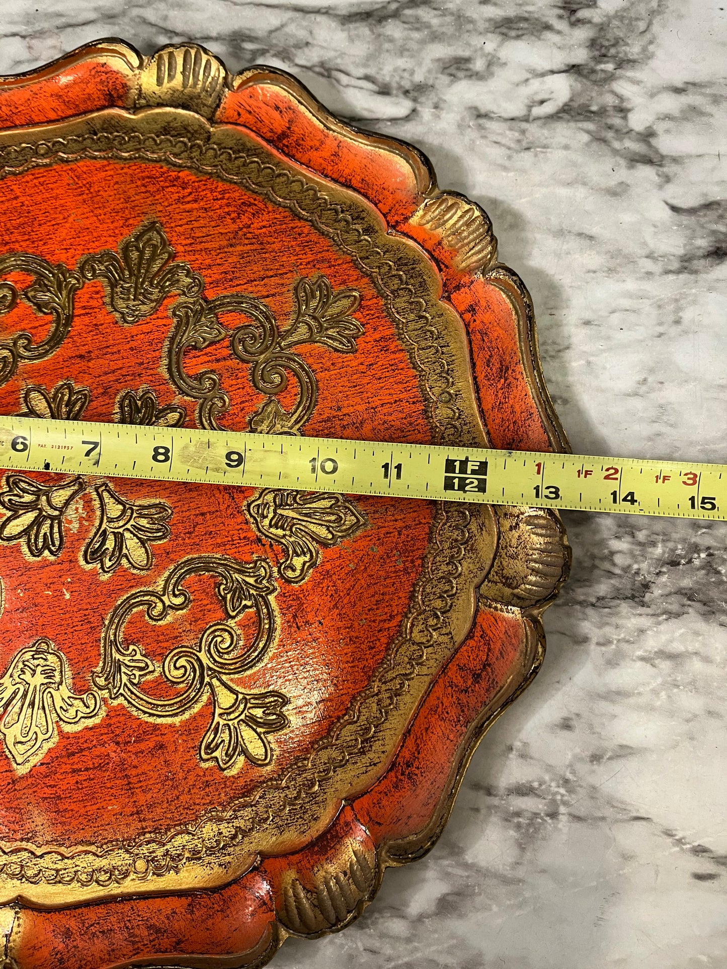 Round Italian Florentine Tray with Orange