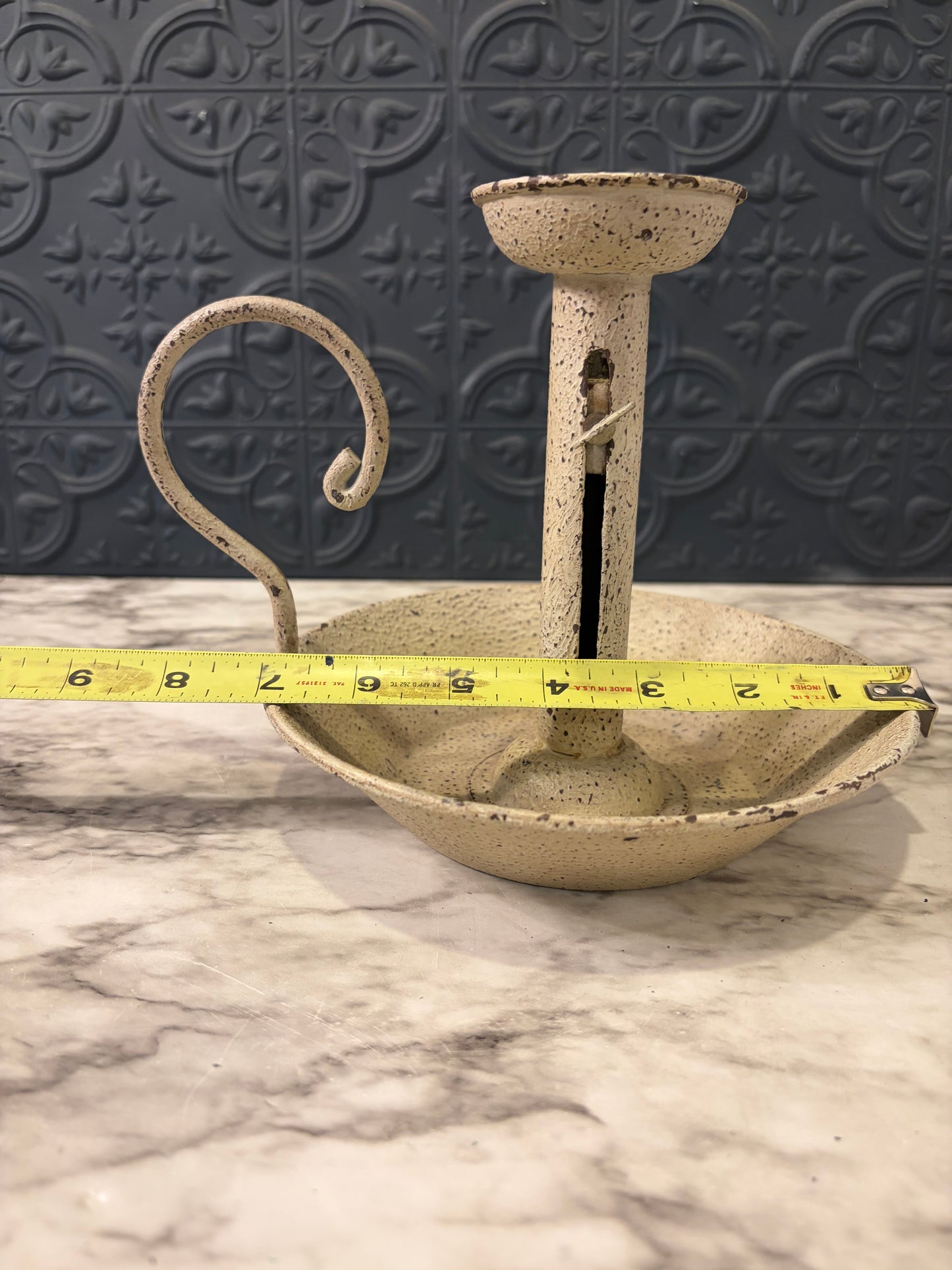 Cream Metal Chamberstick with adjustable toggle