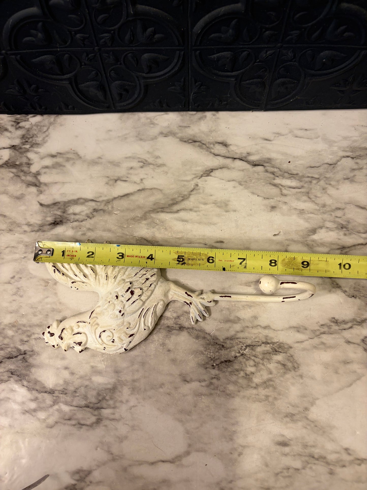Distressed white Rooster Hook