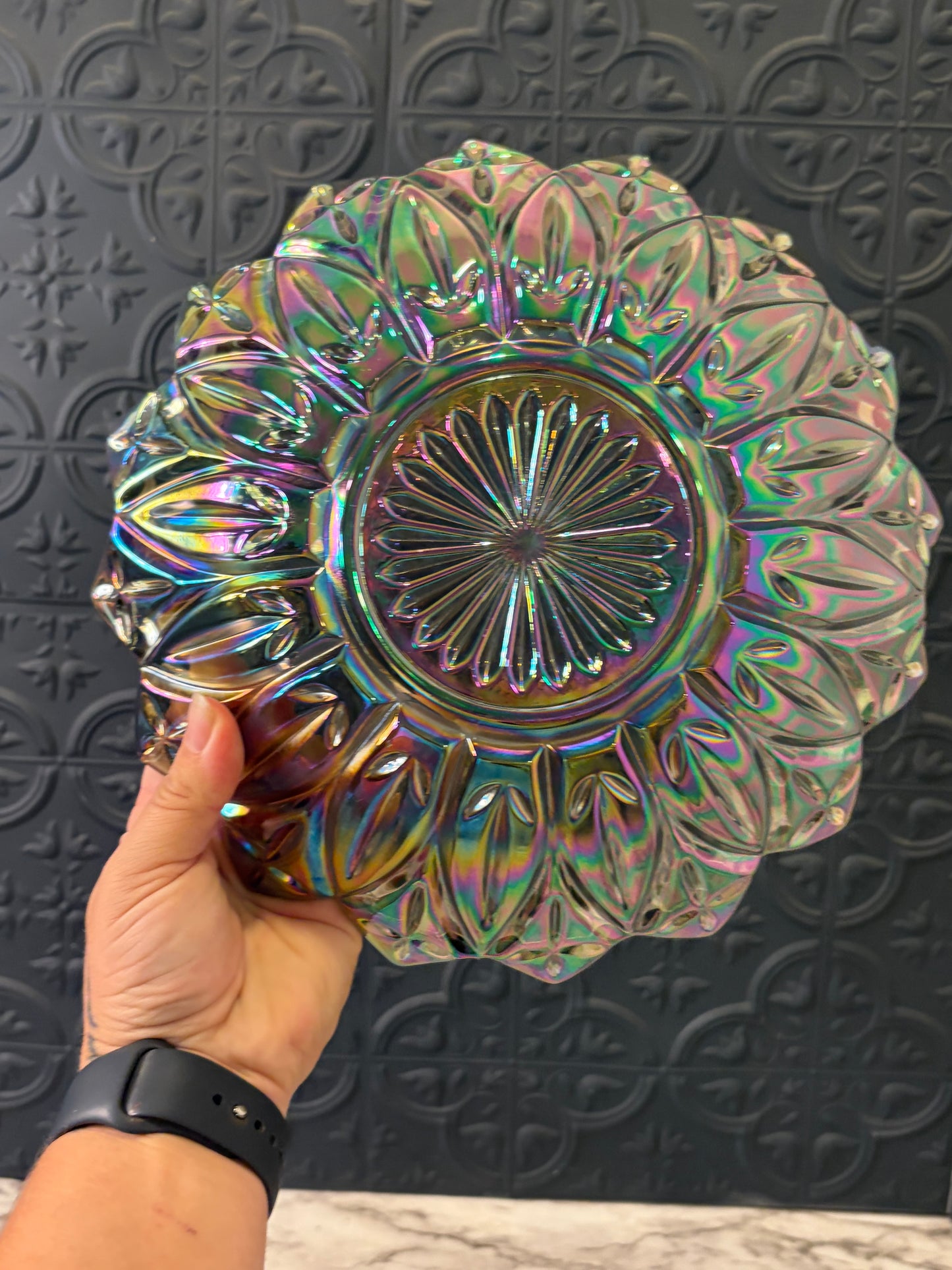 Smokey Iridescent Glass Bowl