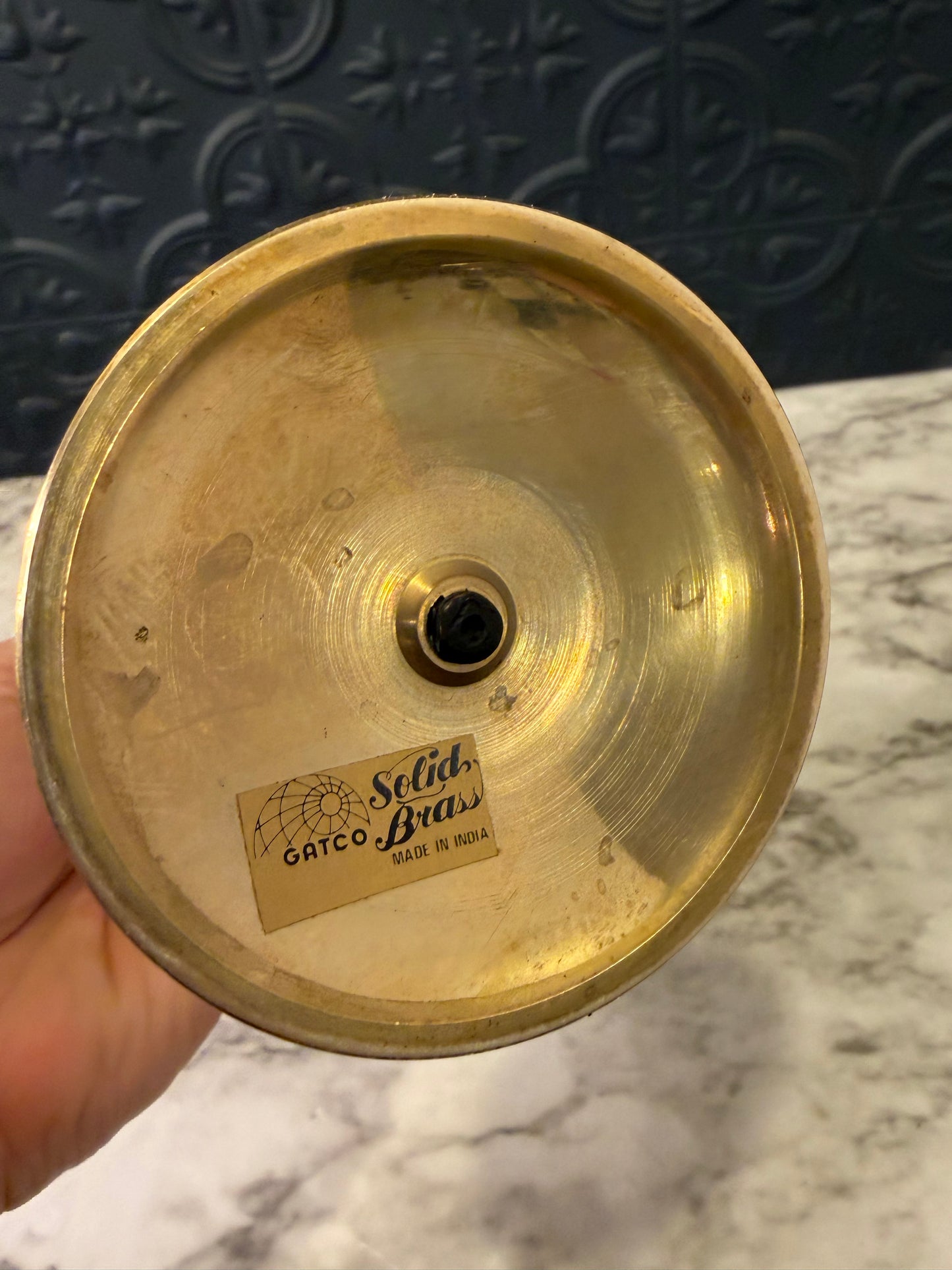 8" brass candle Holder with Black Stem