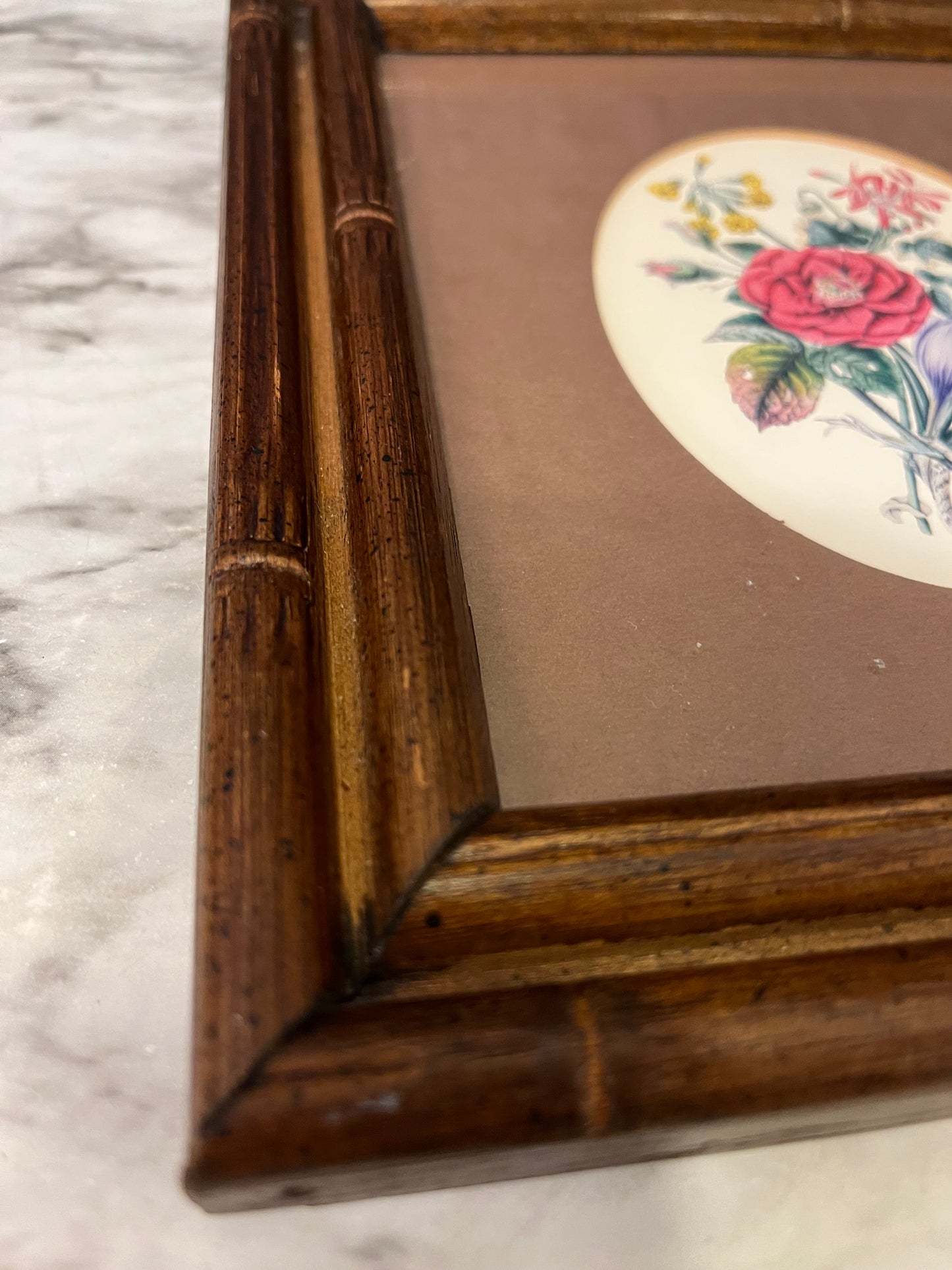 Floral in Wood Bamboo Frame
