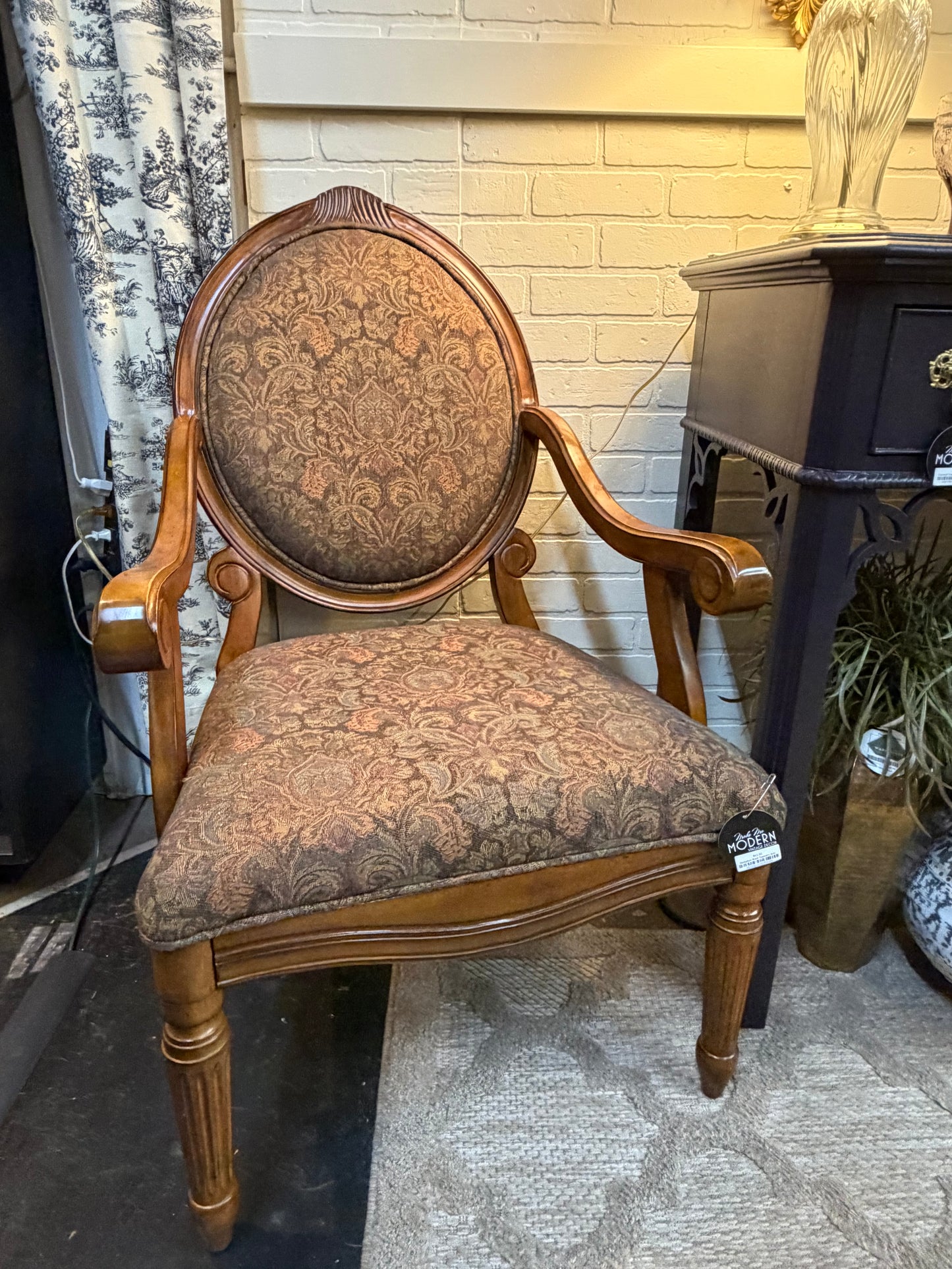 Medallion Back Tapestry Arm Chair