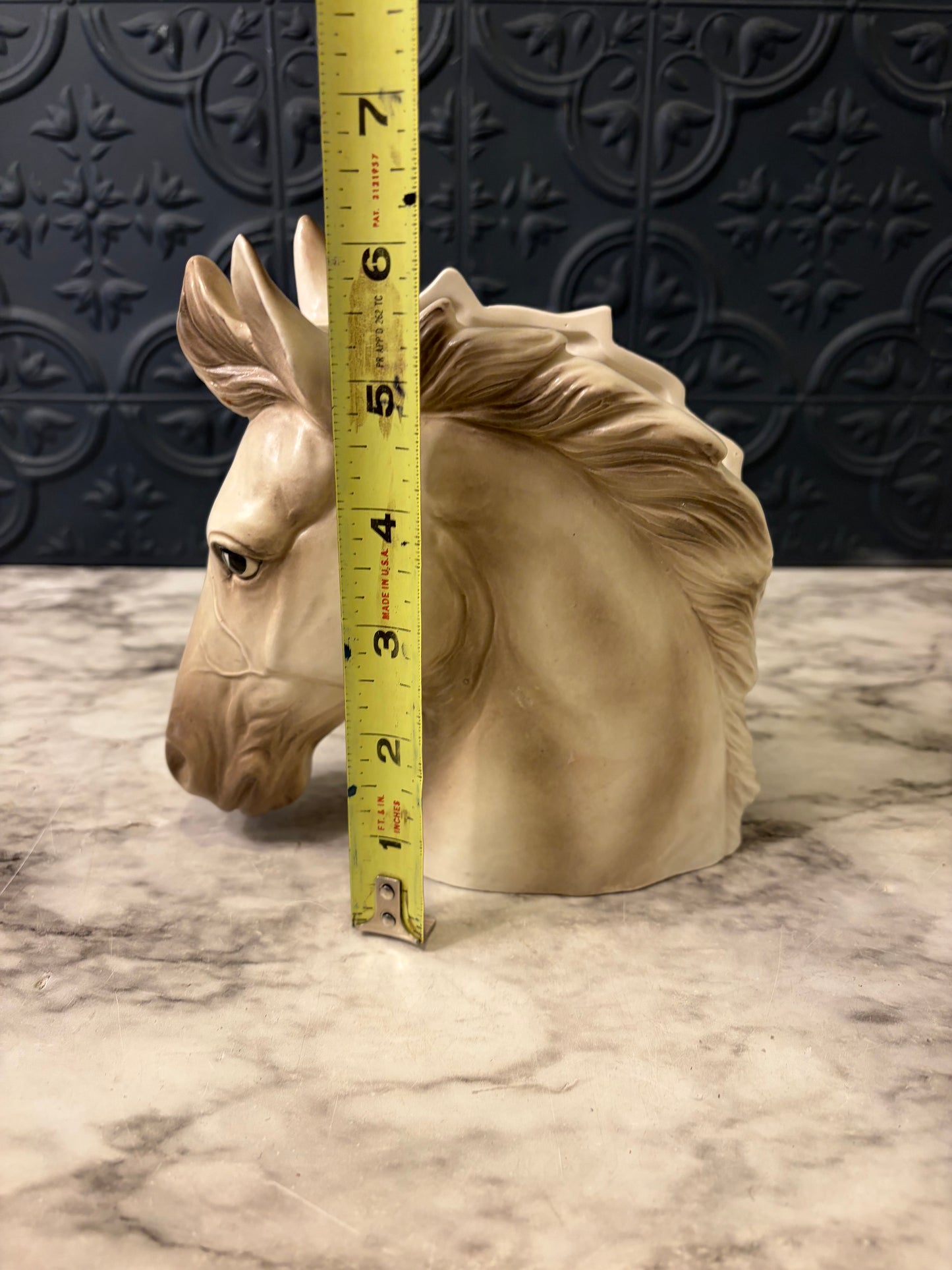 Vintage White Horse Head Vase