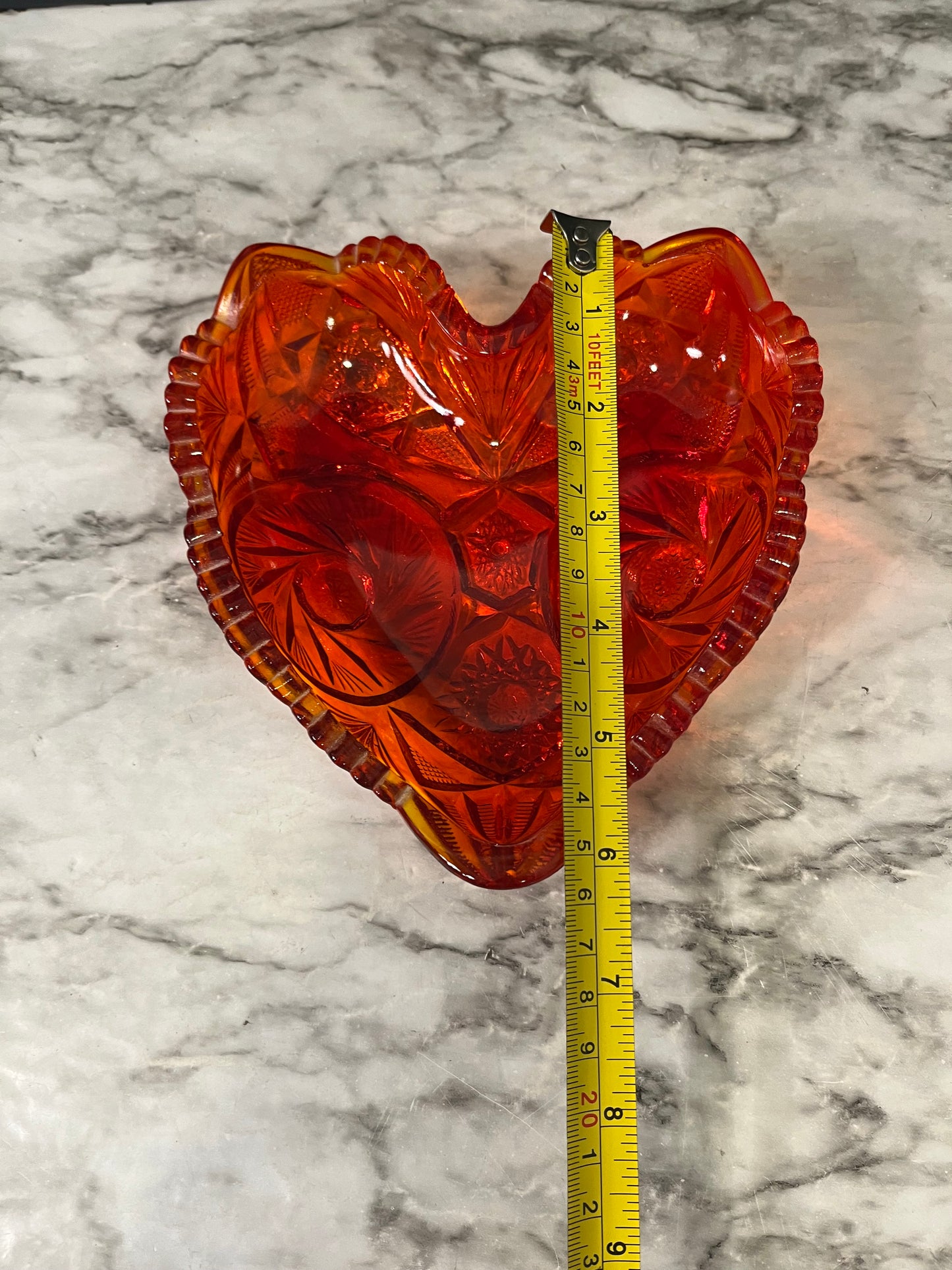 LE Smith Amberina Glass Heart Dish
