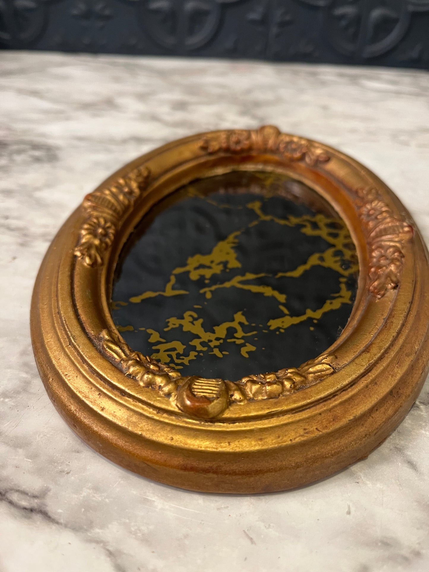 Small Smoke Glass Mirror Oval