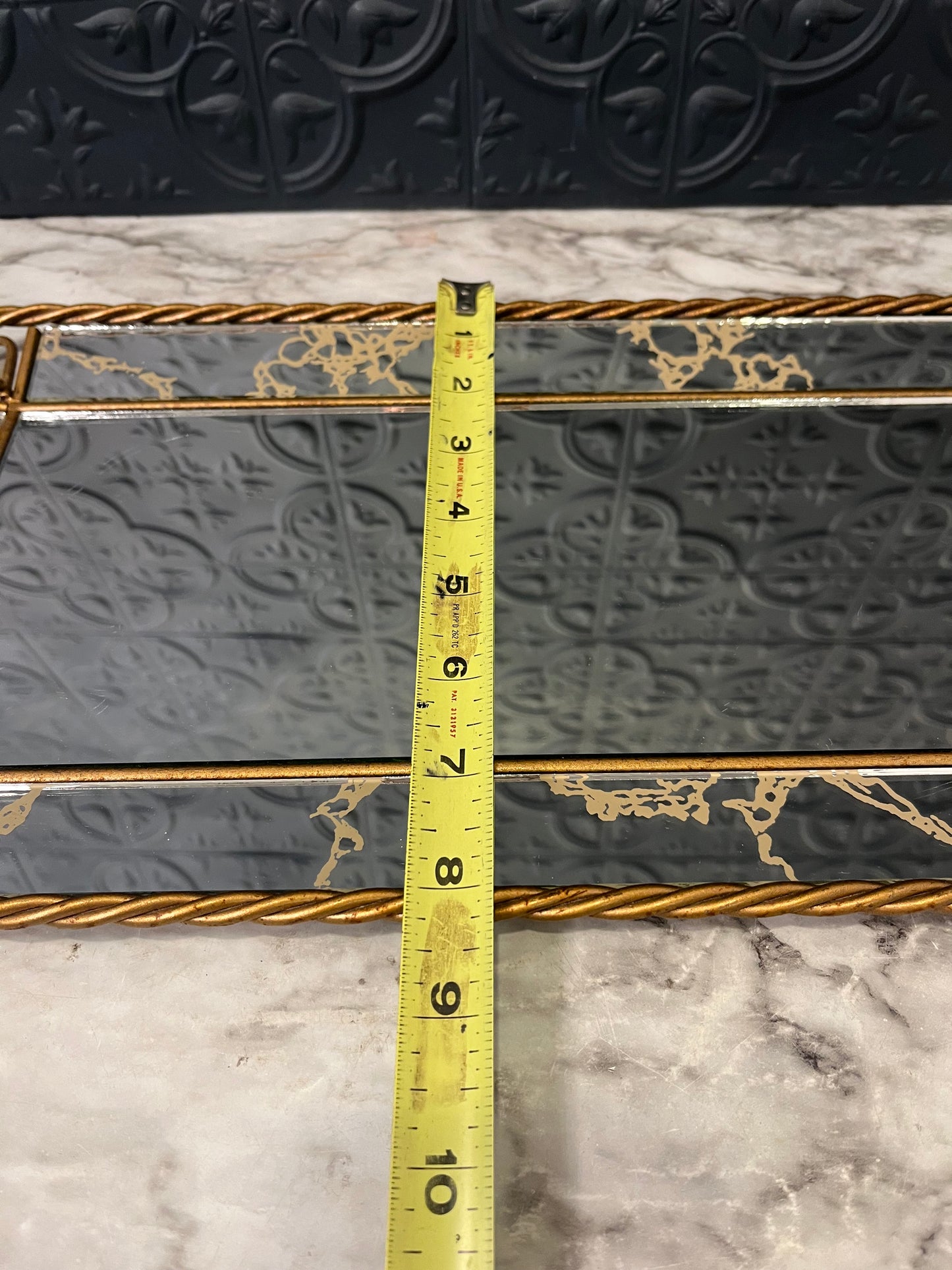 MCM Smoke Glass Tray with Twisted Metal