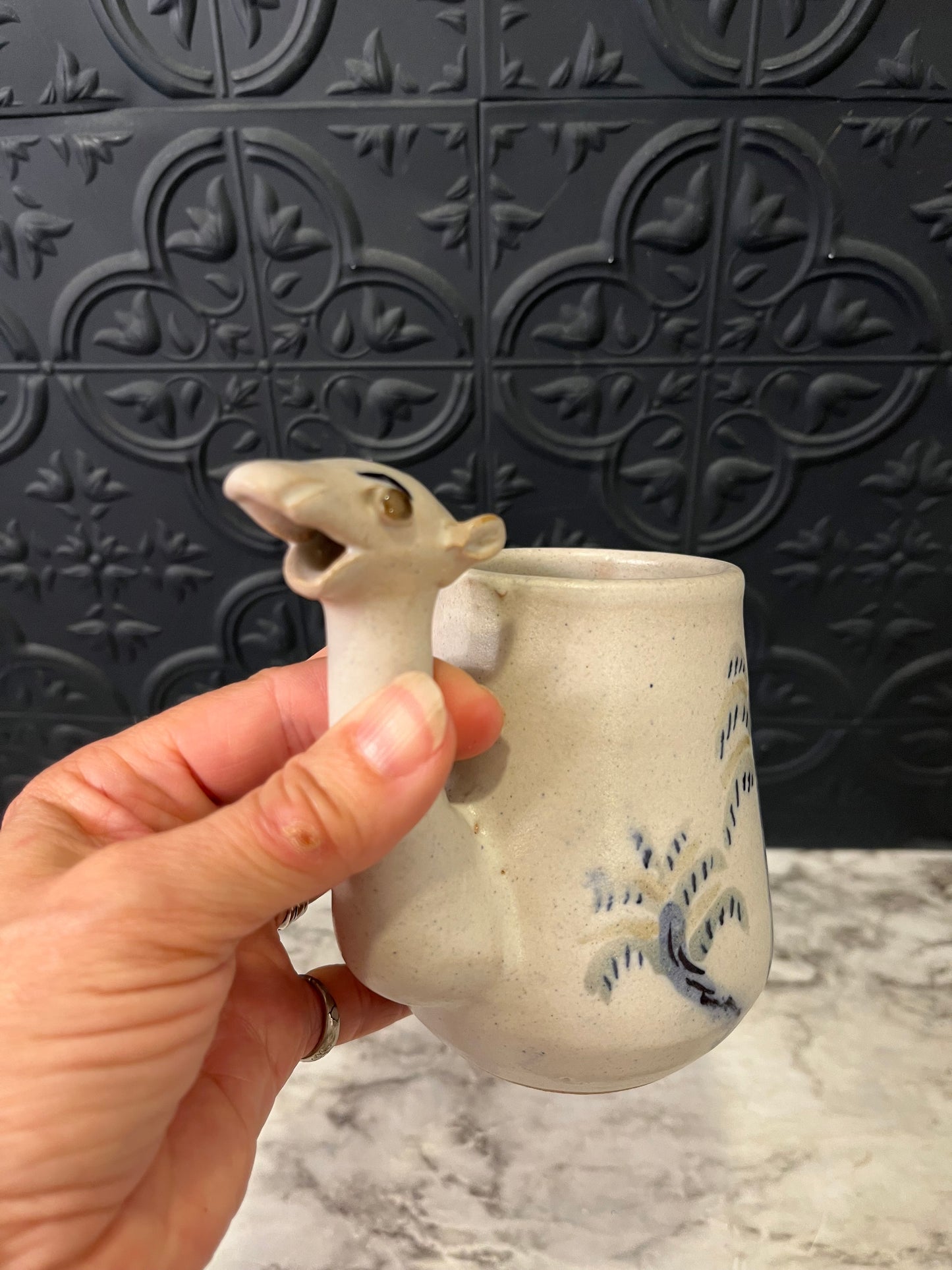 Stoneware Camel Sugar and Creamer